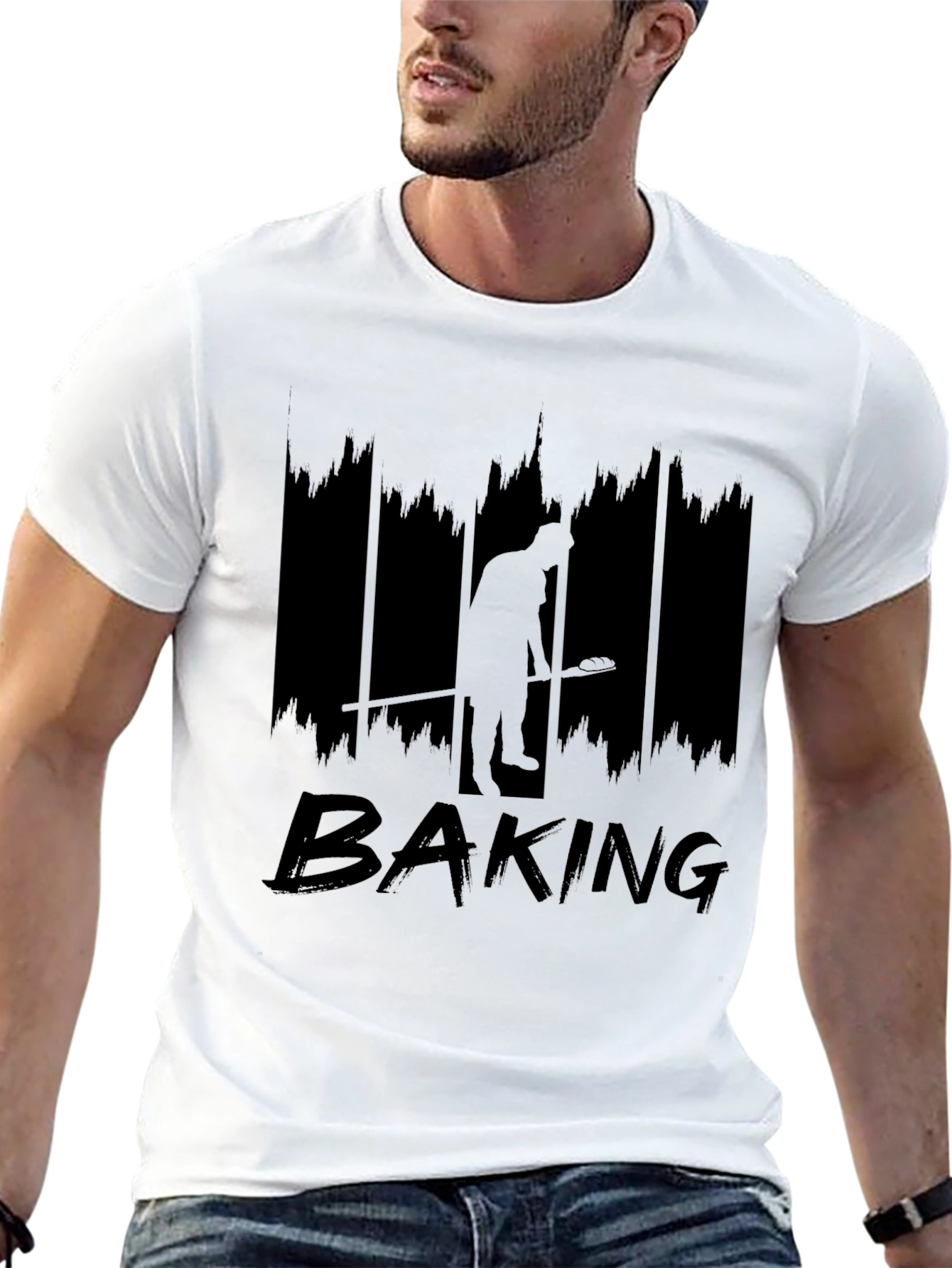 Baking Graphic Tee - Black Crew Neck T-Shirt