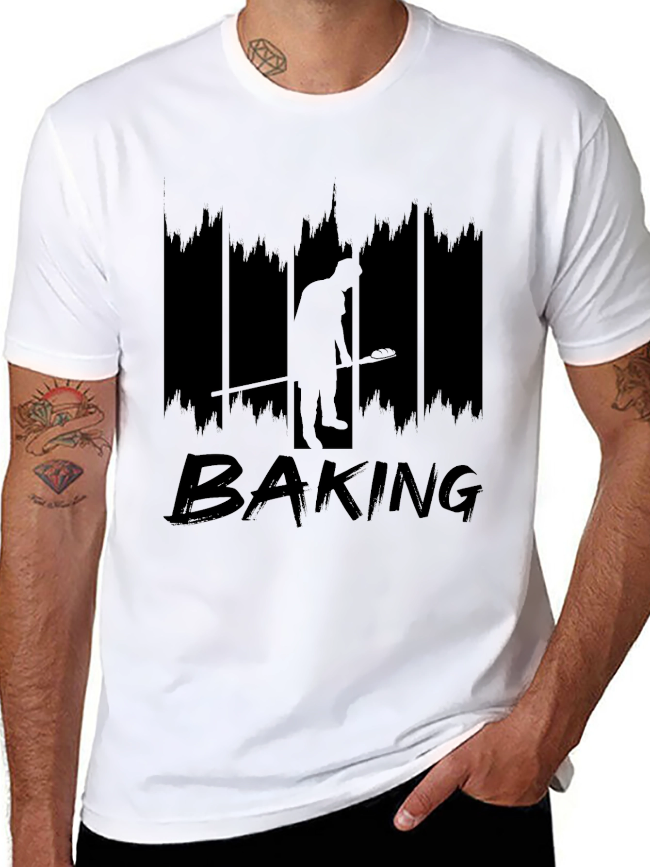 Baking Graphic Tee - Black Crew Neck T-Shirt