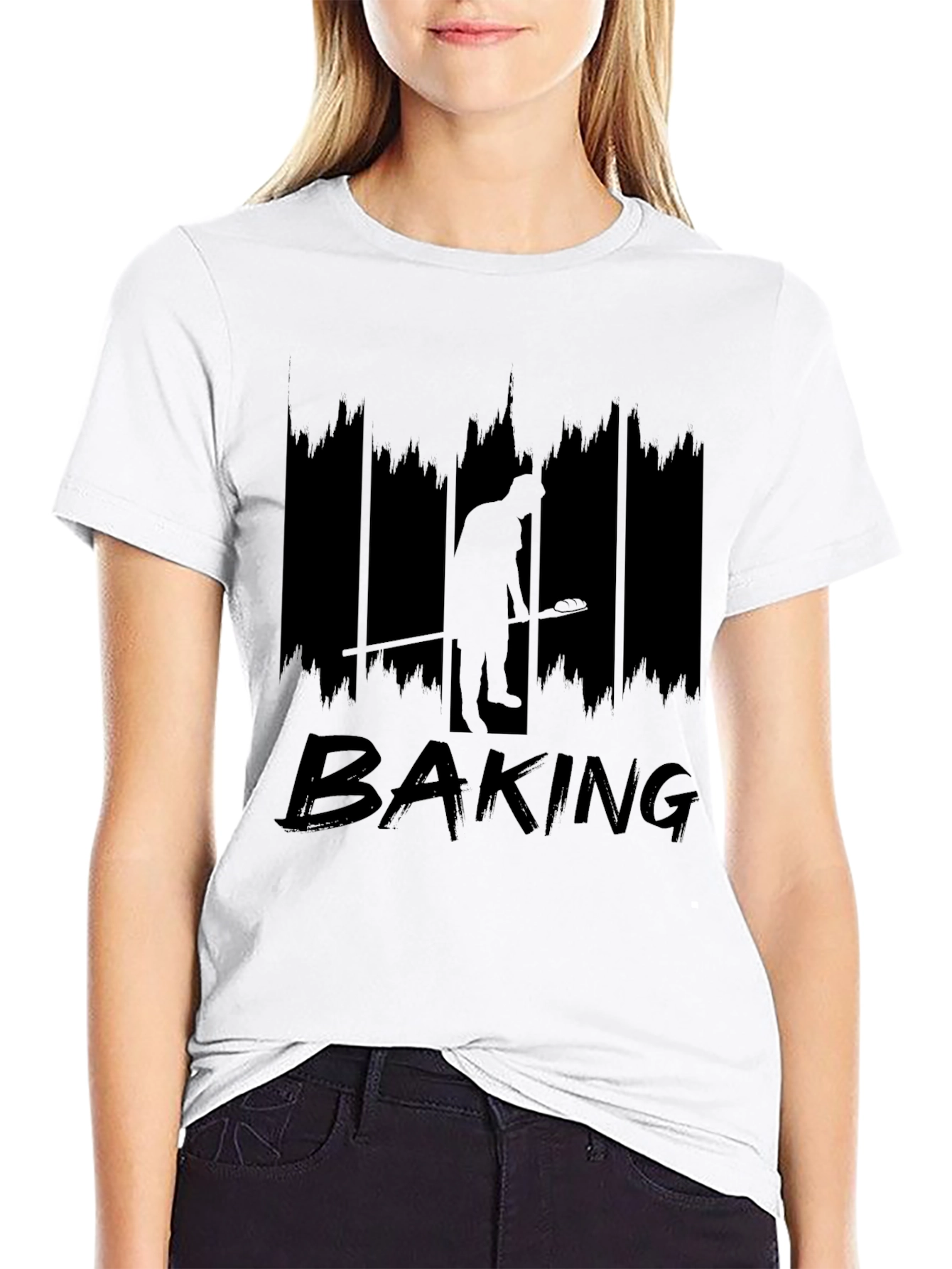 Baking Graphic Tee - Black Crew Neck T-Shirt