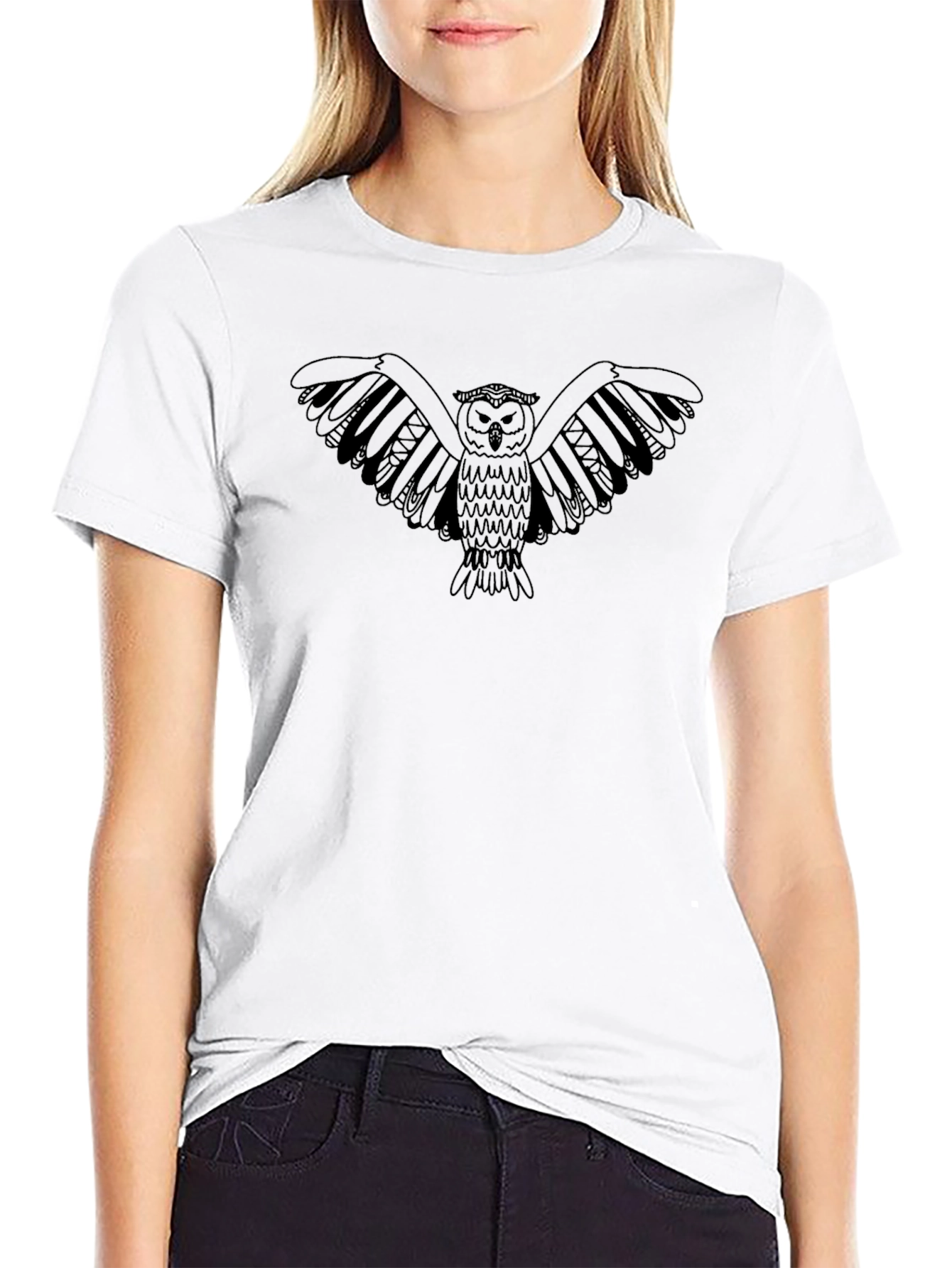 Black Owl Graphic Tee - Unique Design