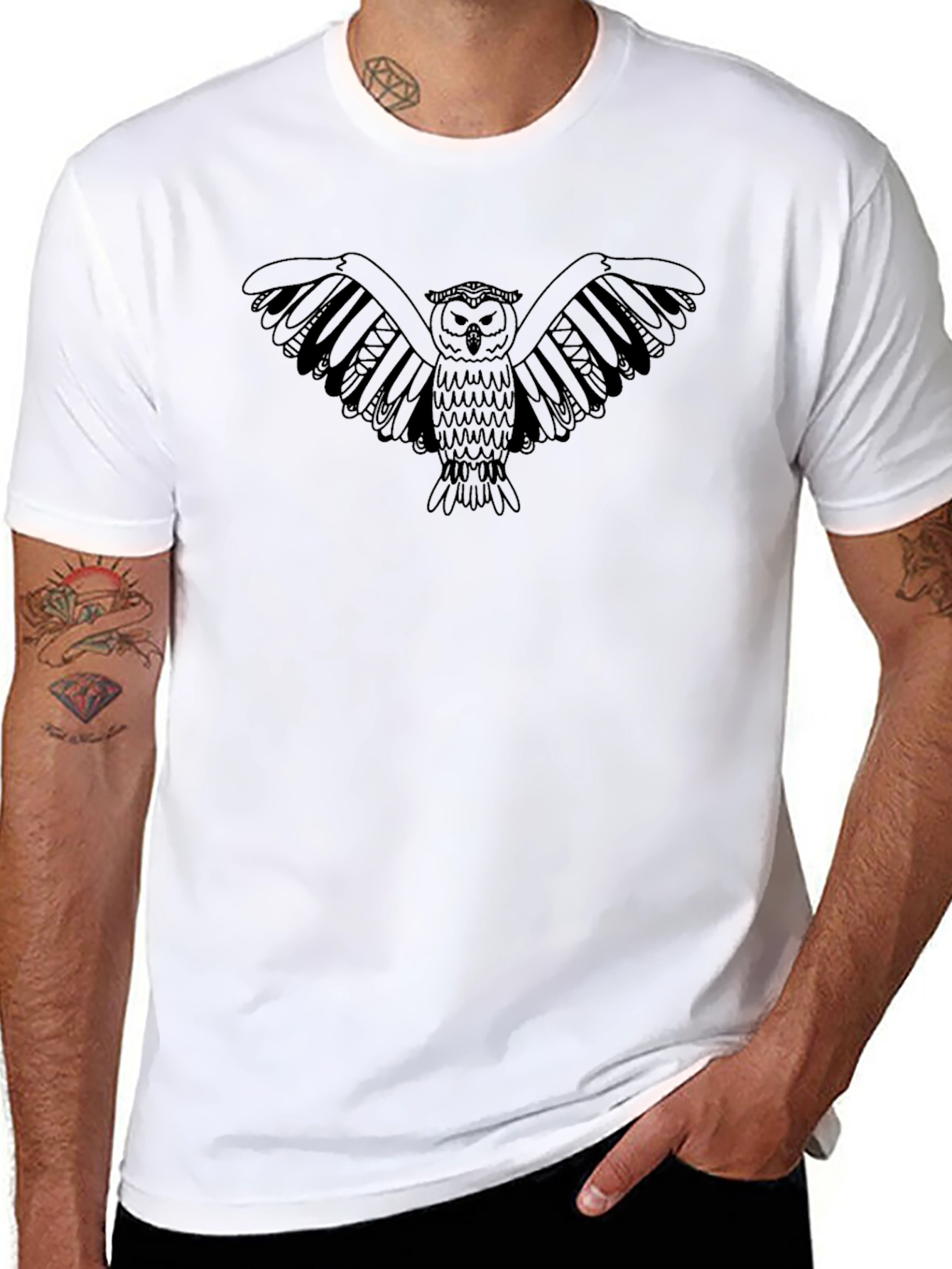 Black Owl Graphic Tee - Unique Design