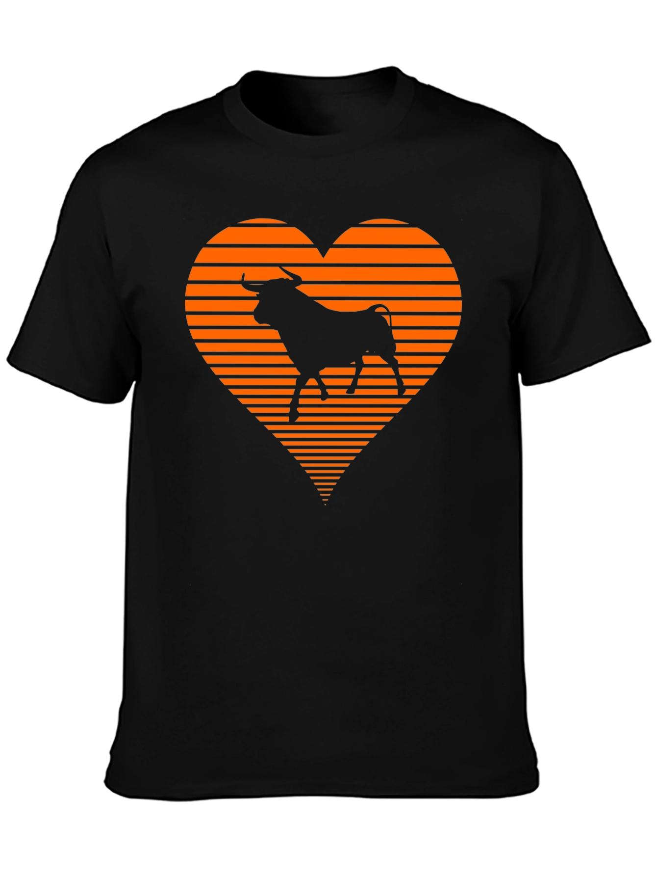 Bull Heart Graphic Tee - Stylish Mens Black T-Shirt