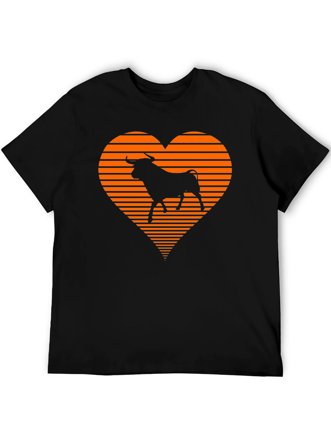 Bull Heart Graphic Tee - Stylish Mens Black T-Shirt