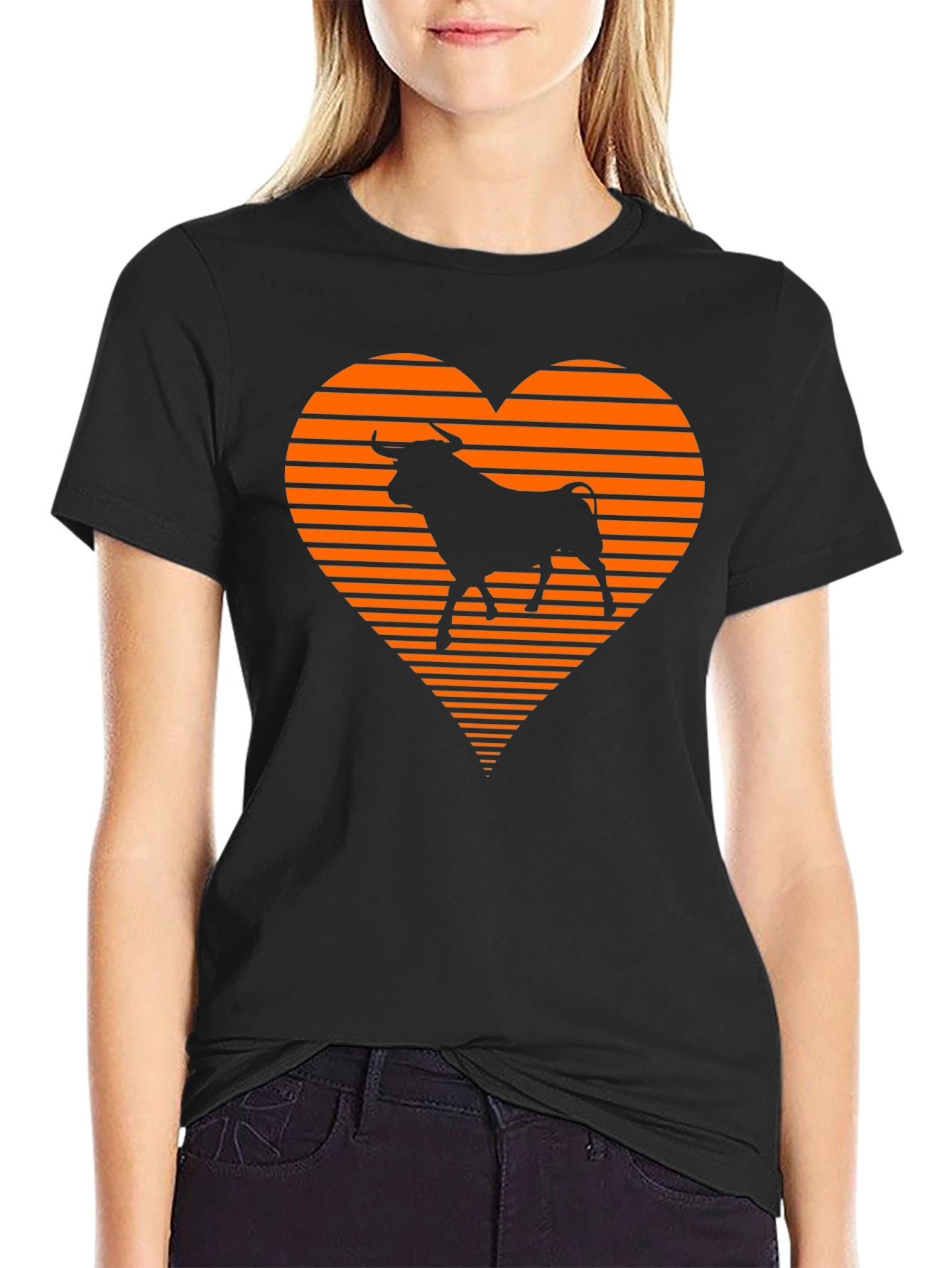 Bull Heart Graphic Tee - Stylish Mens Black T-Shirt