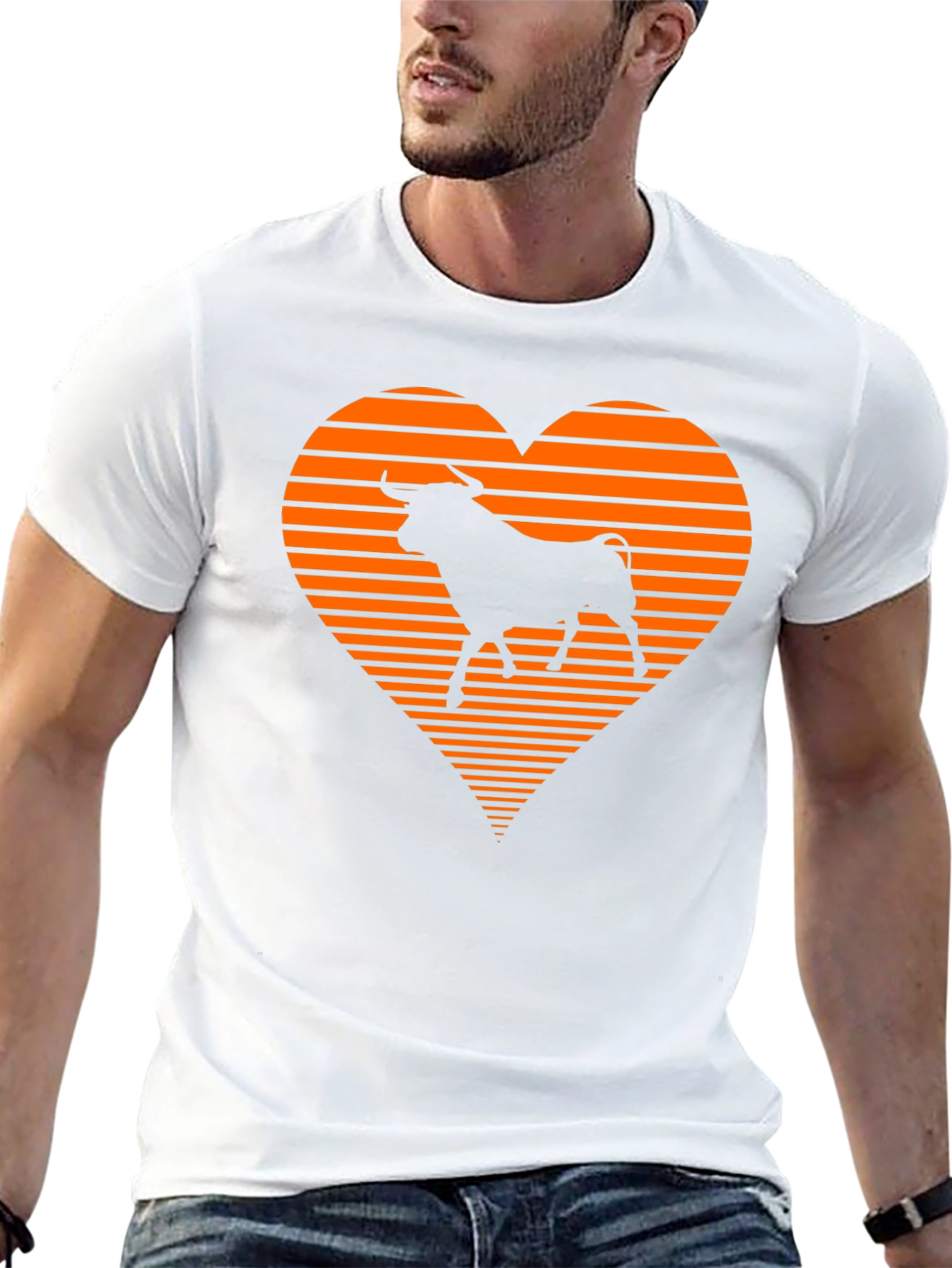 Bull Heart Graphic Tee - Stylish Mens Black T-Shirt