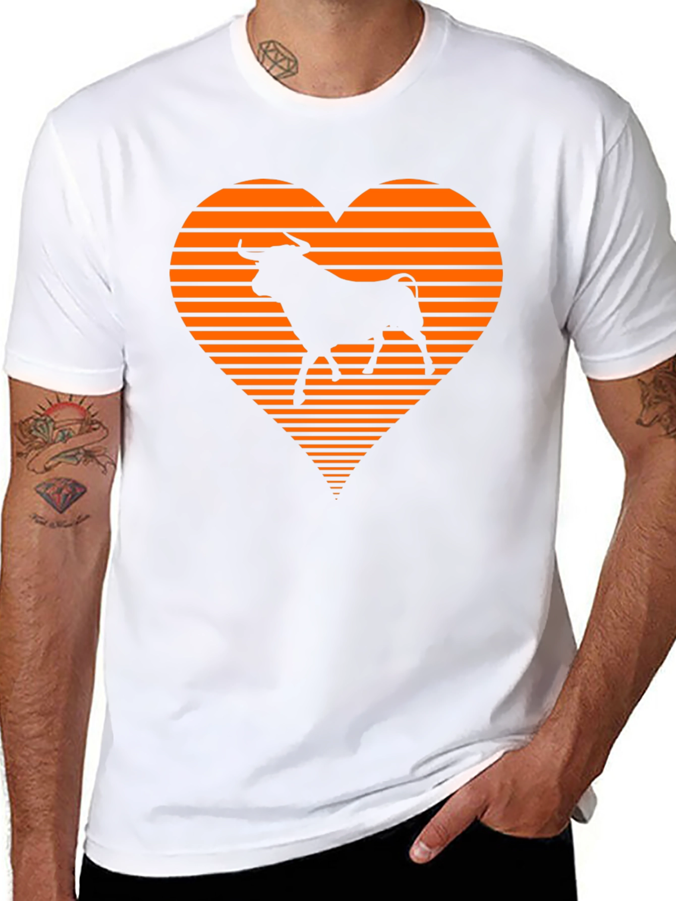 Bull Heart Graphic Tee - Stylish Mens Black T-Shirt