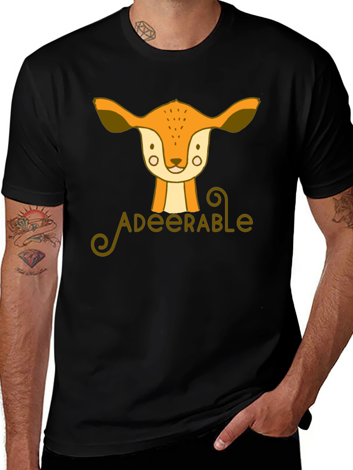 Adeerable Deer Graphic Black T-Shirt