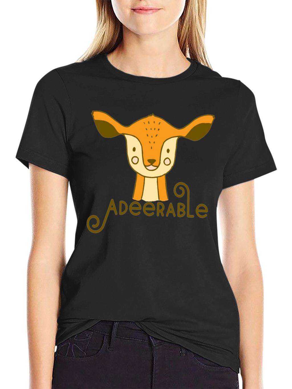 Adeerable Deer Graphic Black T-Shirt