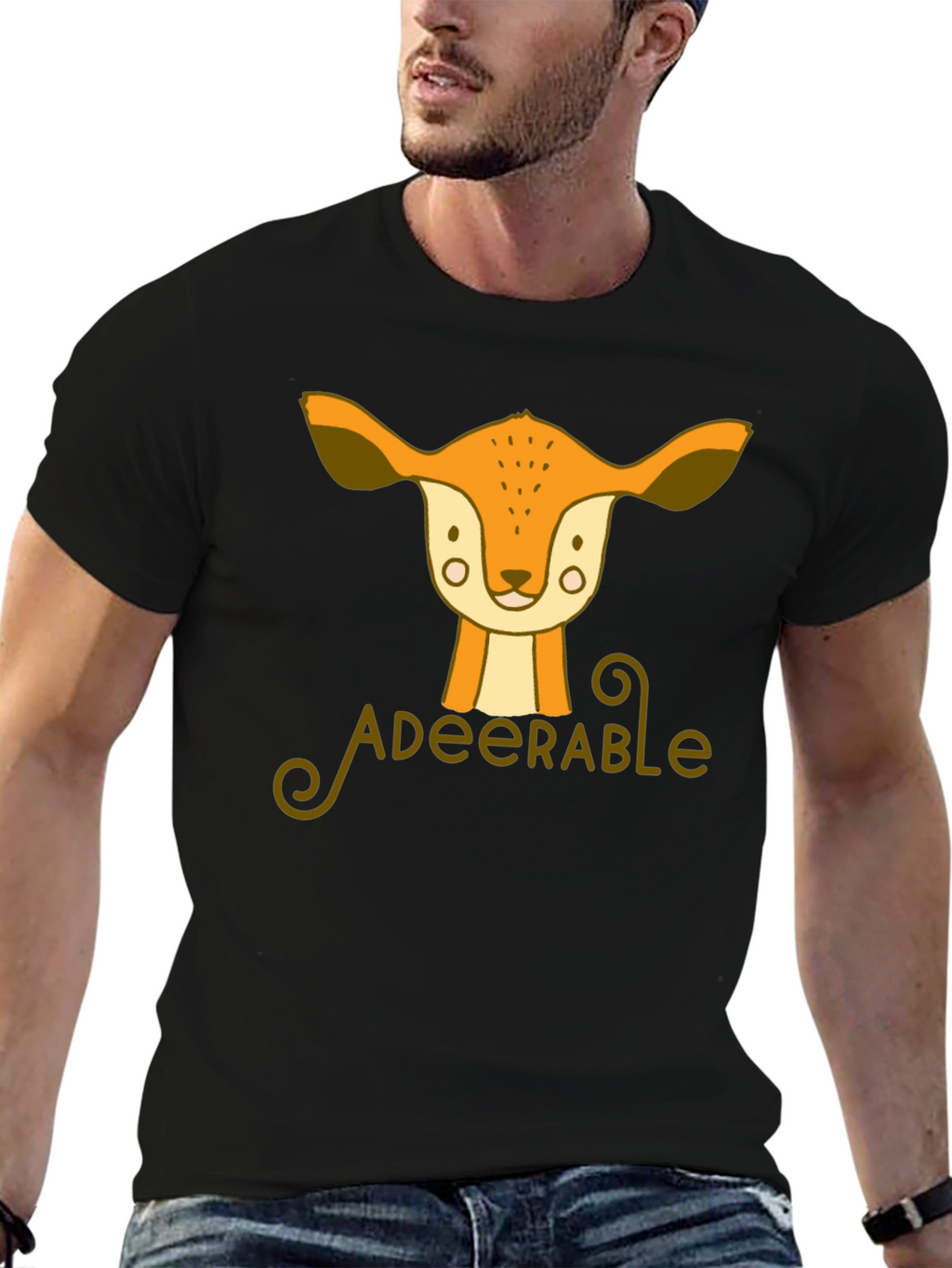Adeerable Deer Graphic Black T-Shirt