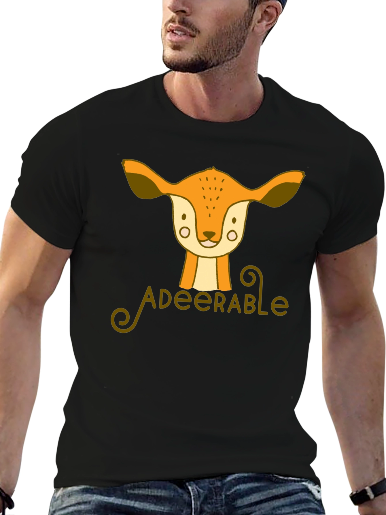 Adeerable Deer Graphic Black T-Shirt