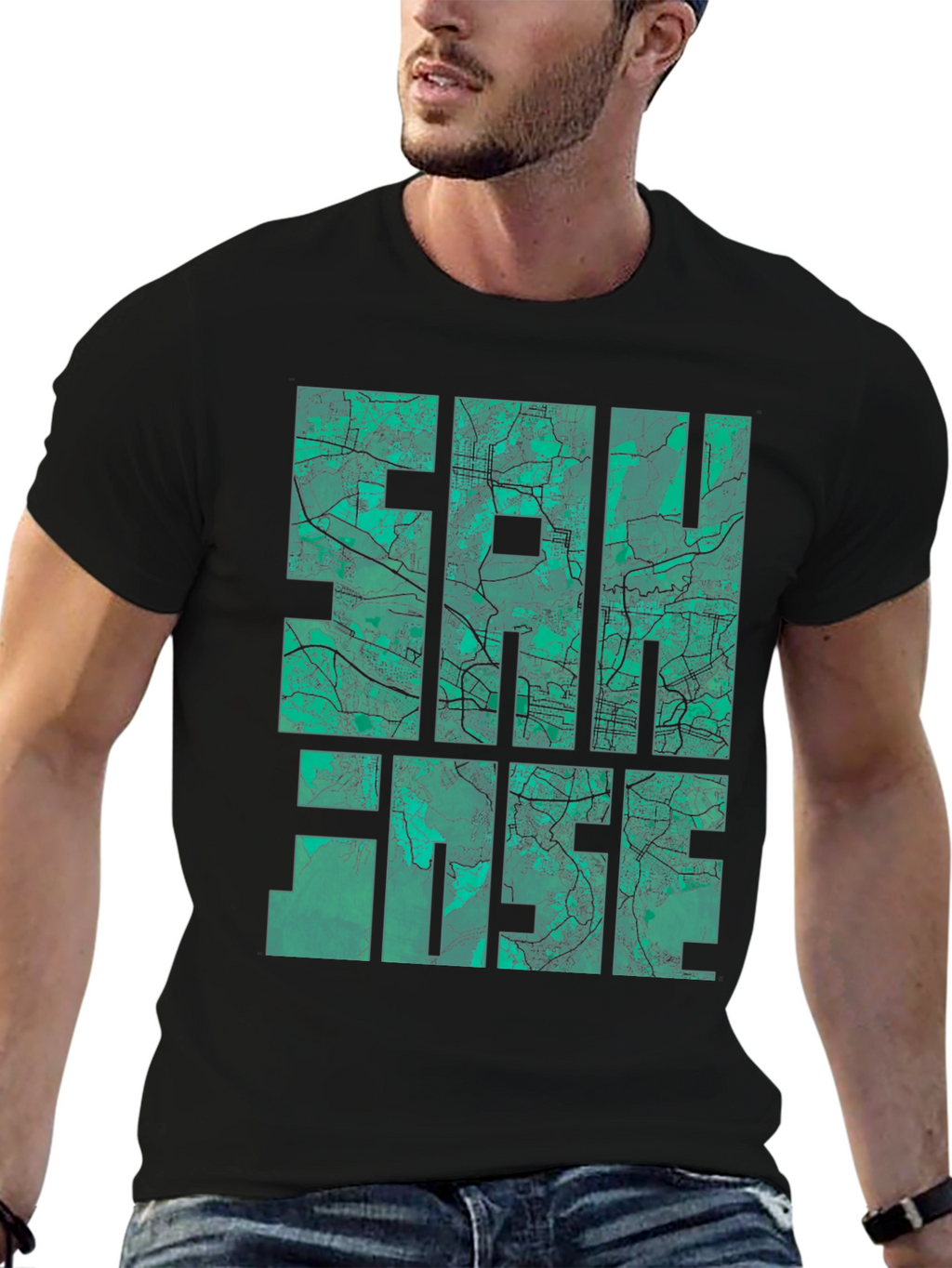 San Jose Map Graphic Tee - Black