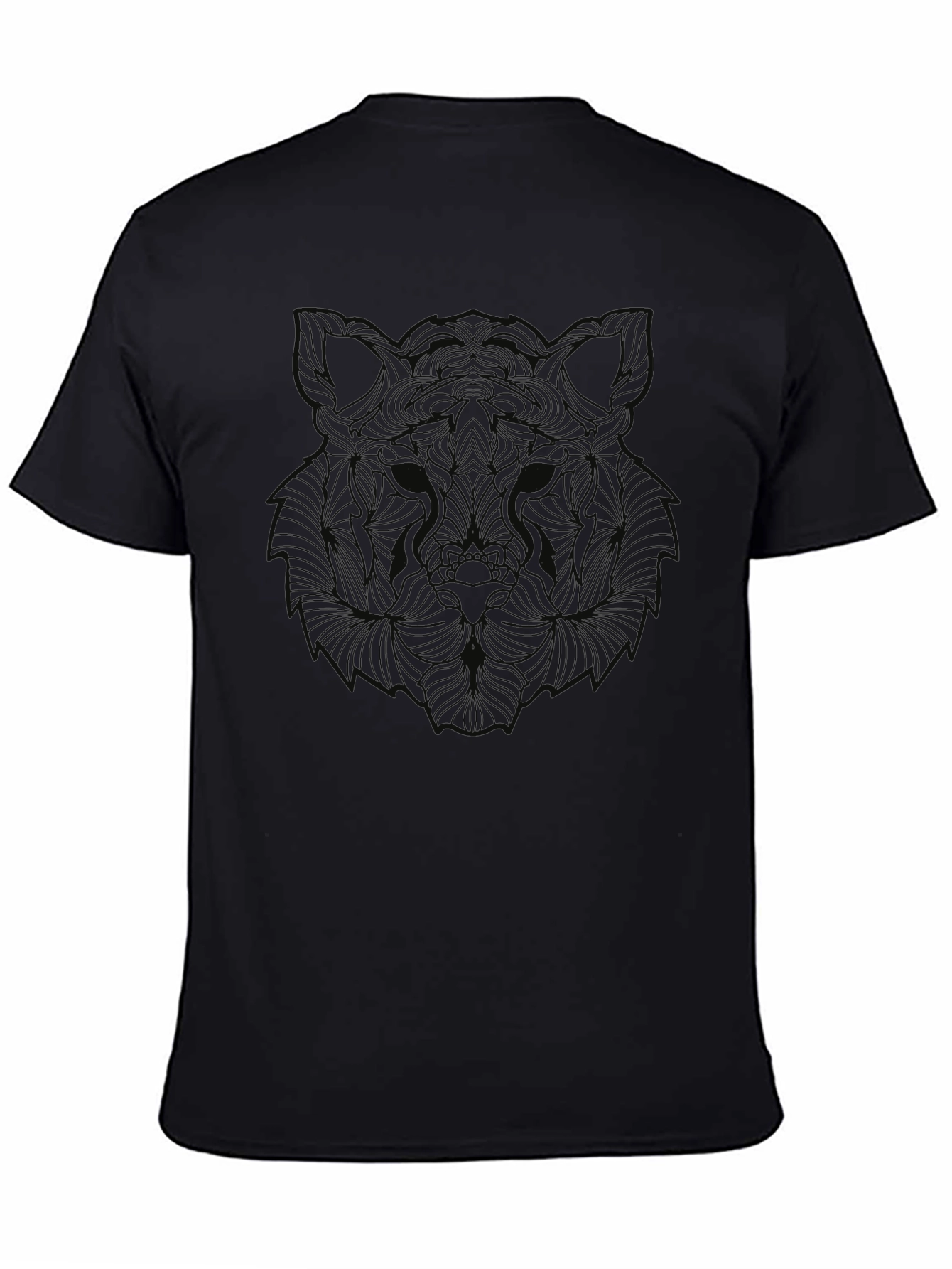 Abstract Wolf Graphic Print Black T-Shirt