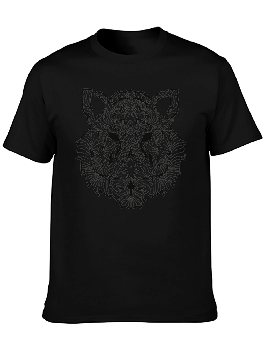 Abstract Wolf Graphic Print Black T-Shirt