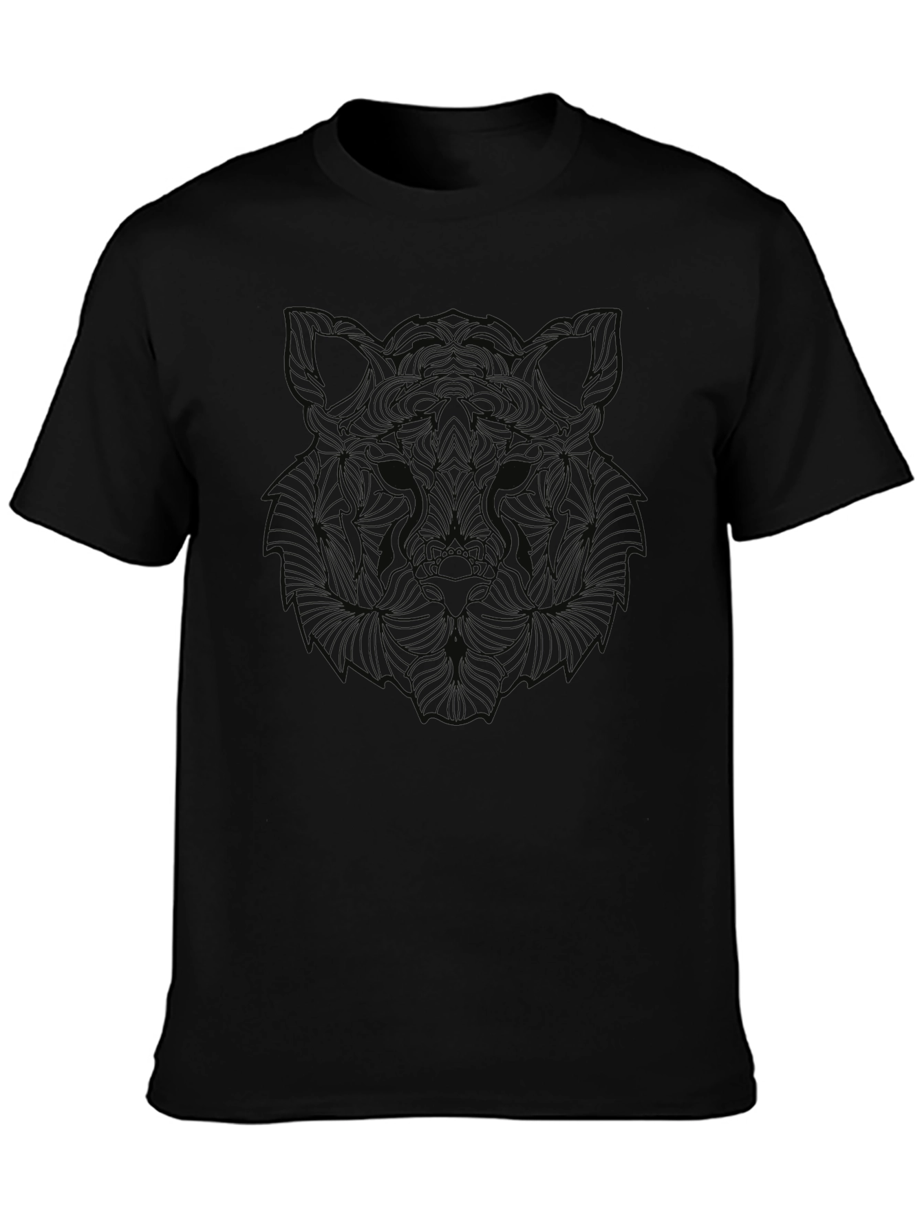 Abstract Wolf Graphic Print Black T-Shirt
