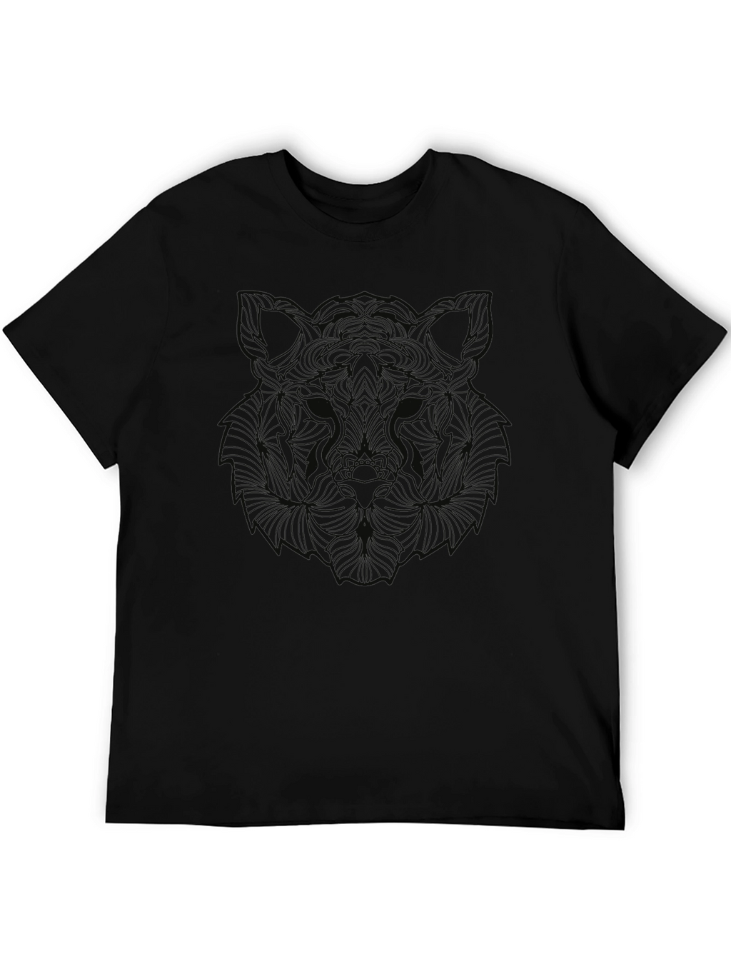 Abstract Wolf Graphic Print Black T-Shirt