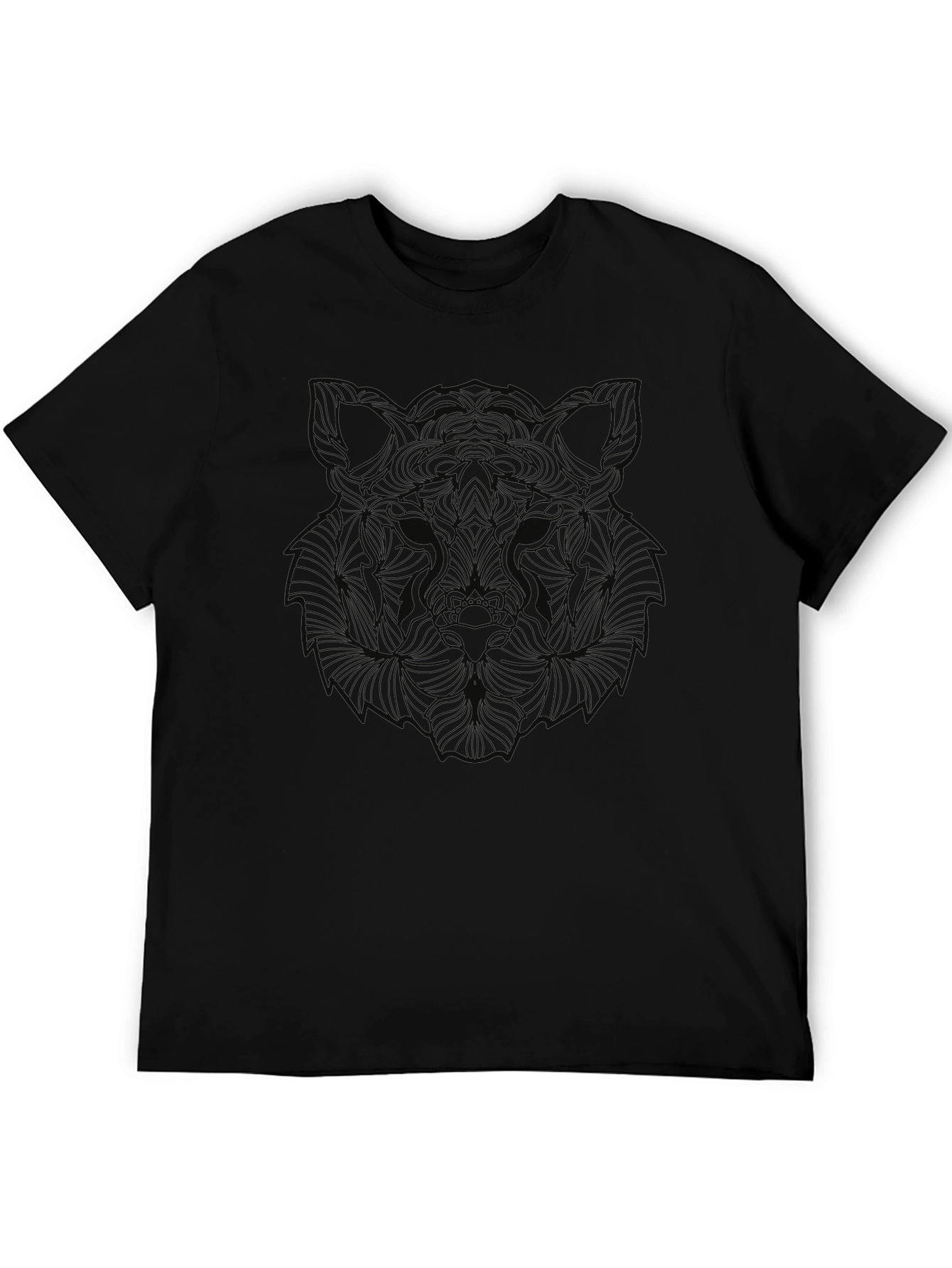 Abstract Wolf Graphic Print Black T-Shirt