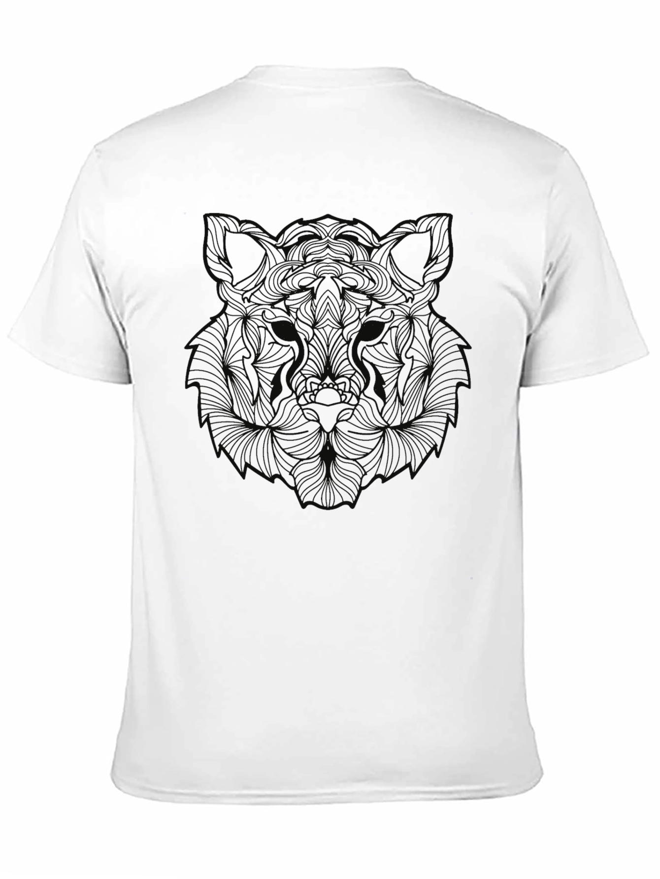 Abstract Wolf Graphic Print Black T-Shirt