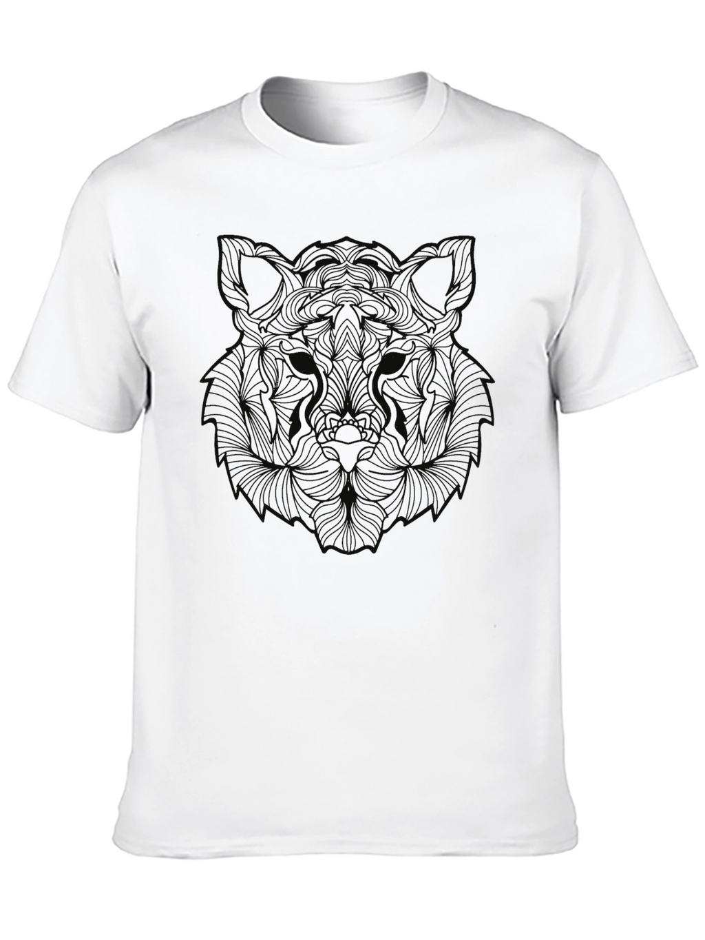 Abstract Wolf Graphic Print Black T-Shirt