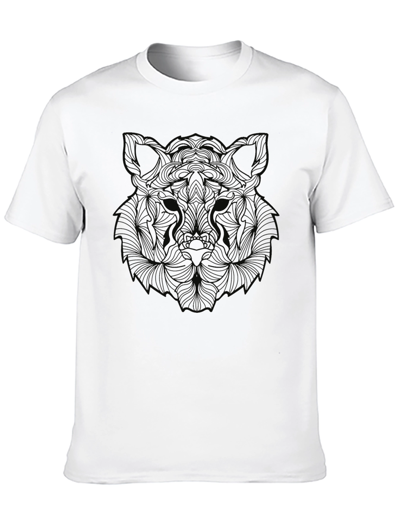 Abstract Wolf Graphic Print Black T-Shirt