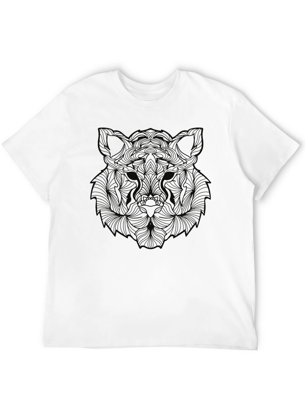 Abstract Wolf Graphic Print Black T-Shirt