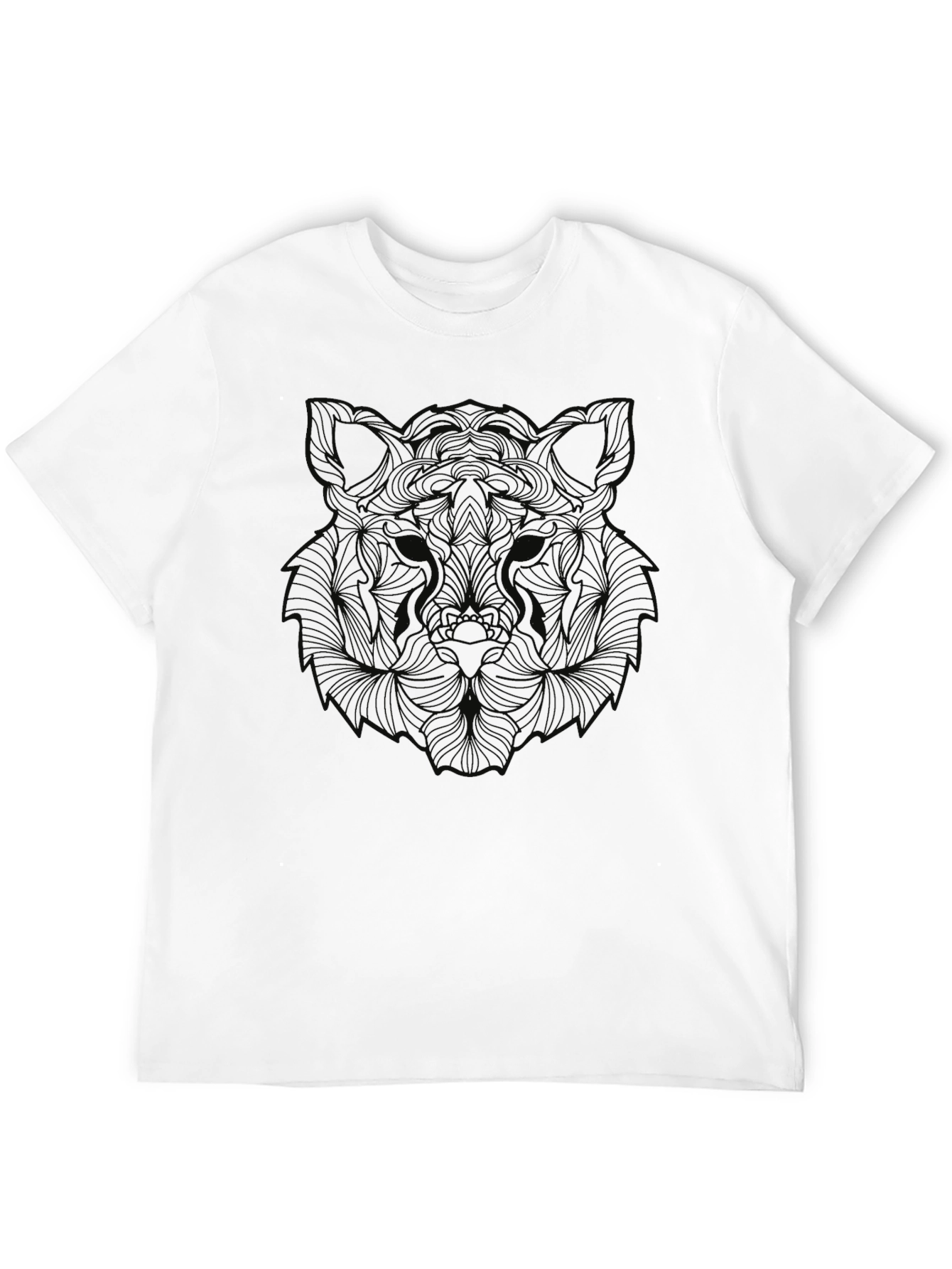 Abstract Wolf Graphic Print Black T-Shirt