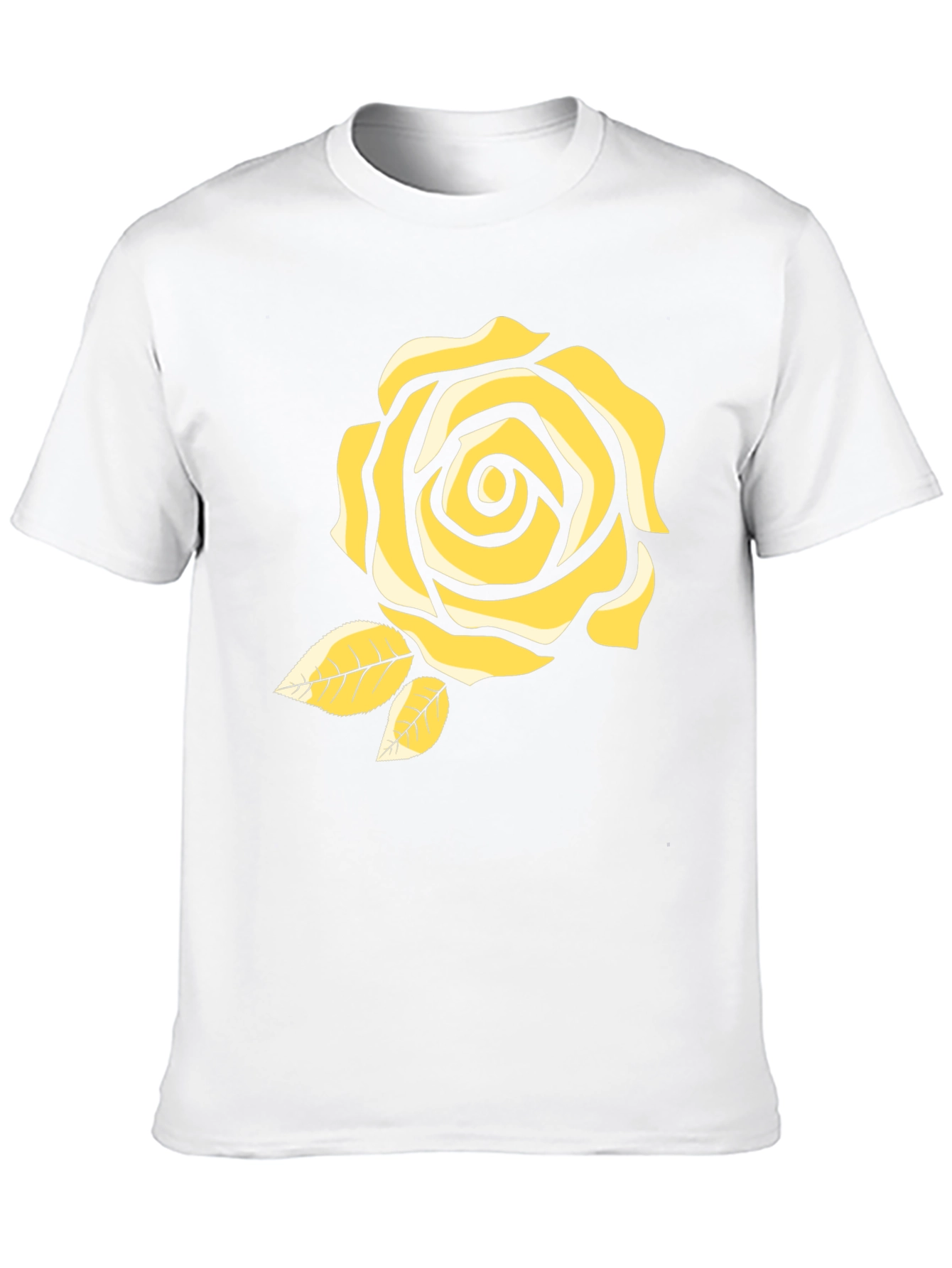 Black T-Shirt with Yellow Rose Design