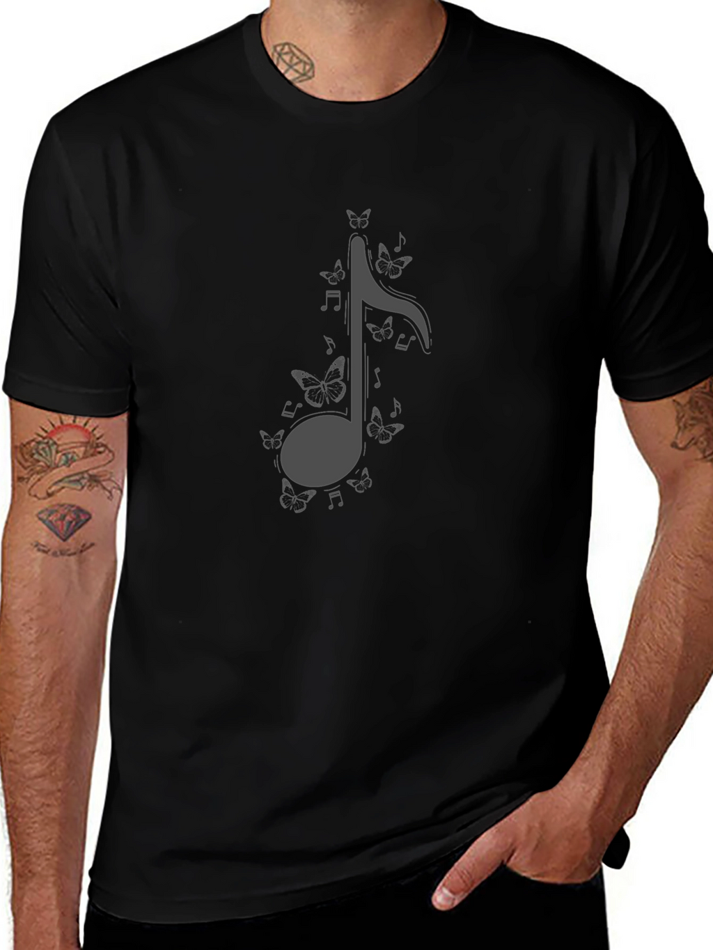Butterfly Music Note Graphic T-Shirt