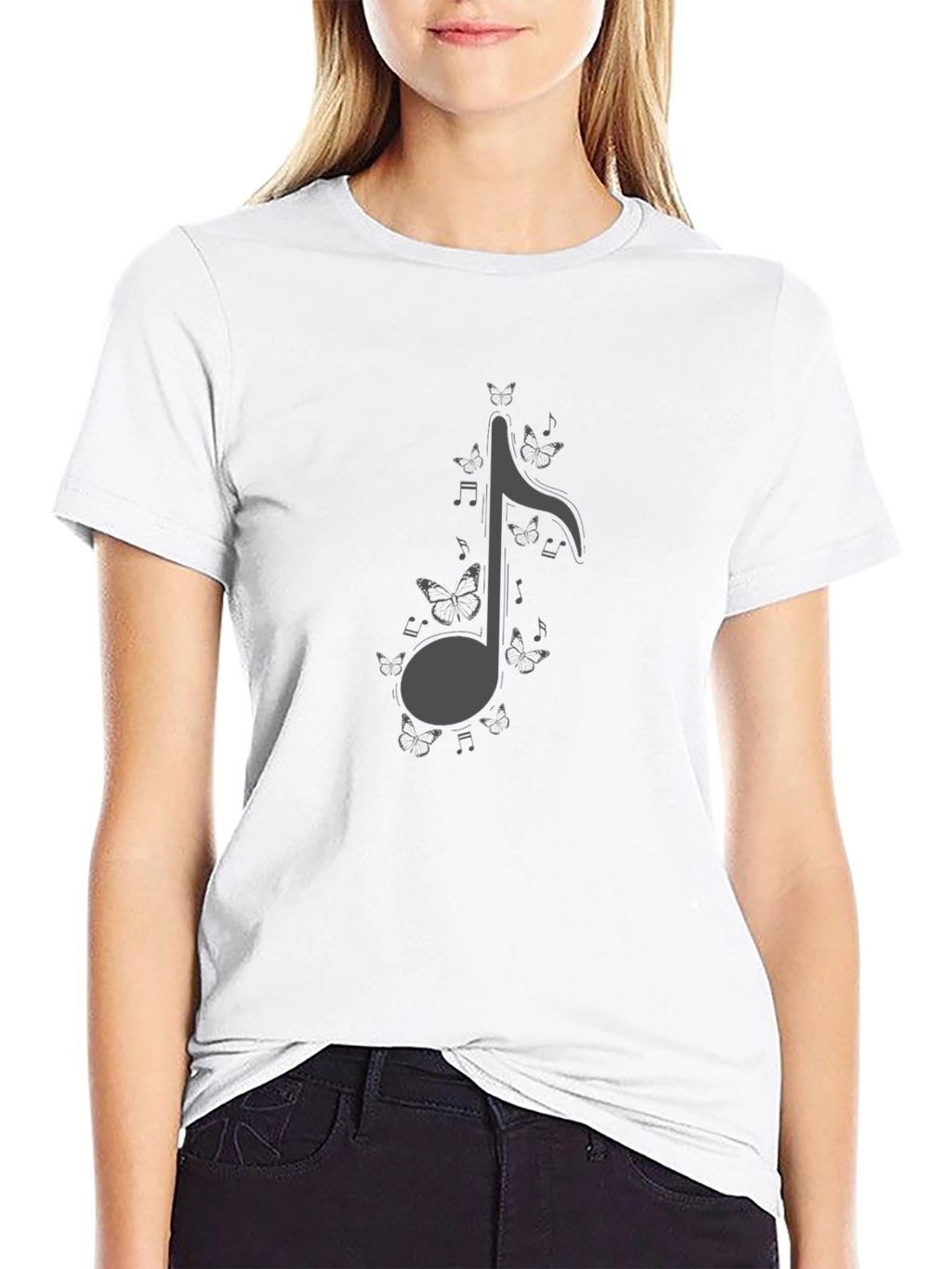 Butterfly Music Note Graphic T-Shirt