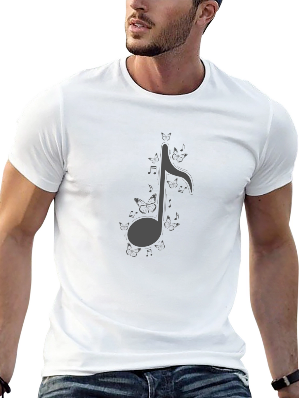 Butterfly Music Note Graphic T-Shirt