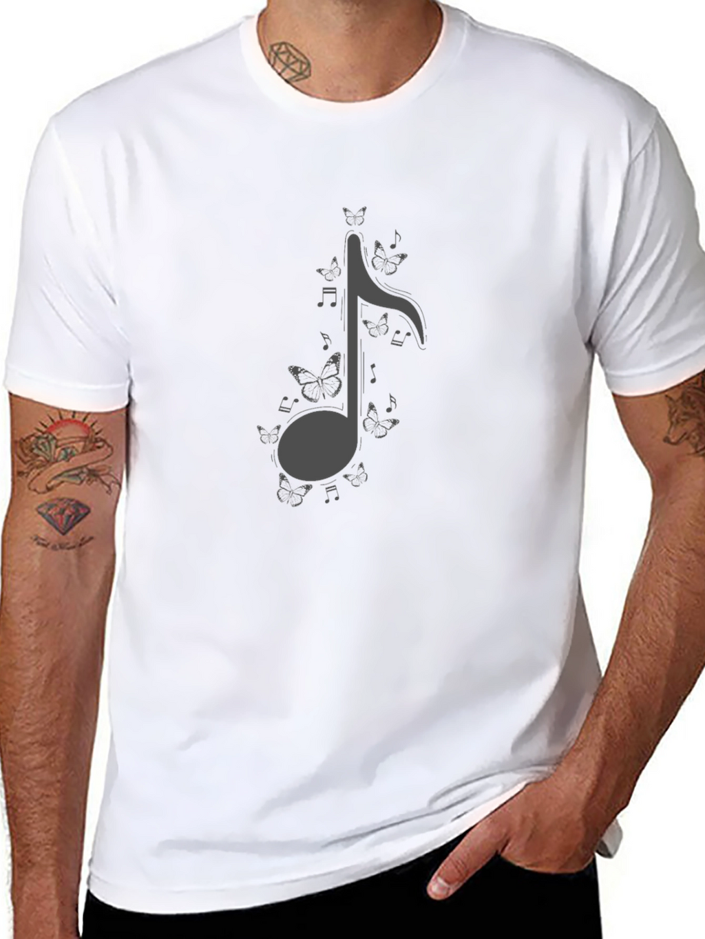 Butterfly Music Note Graphic T-Shirt