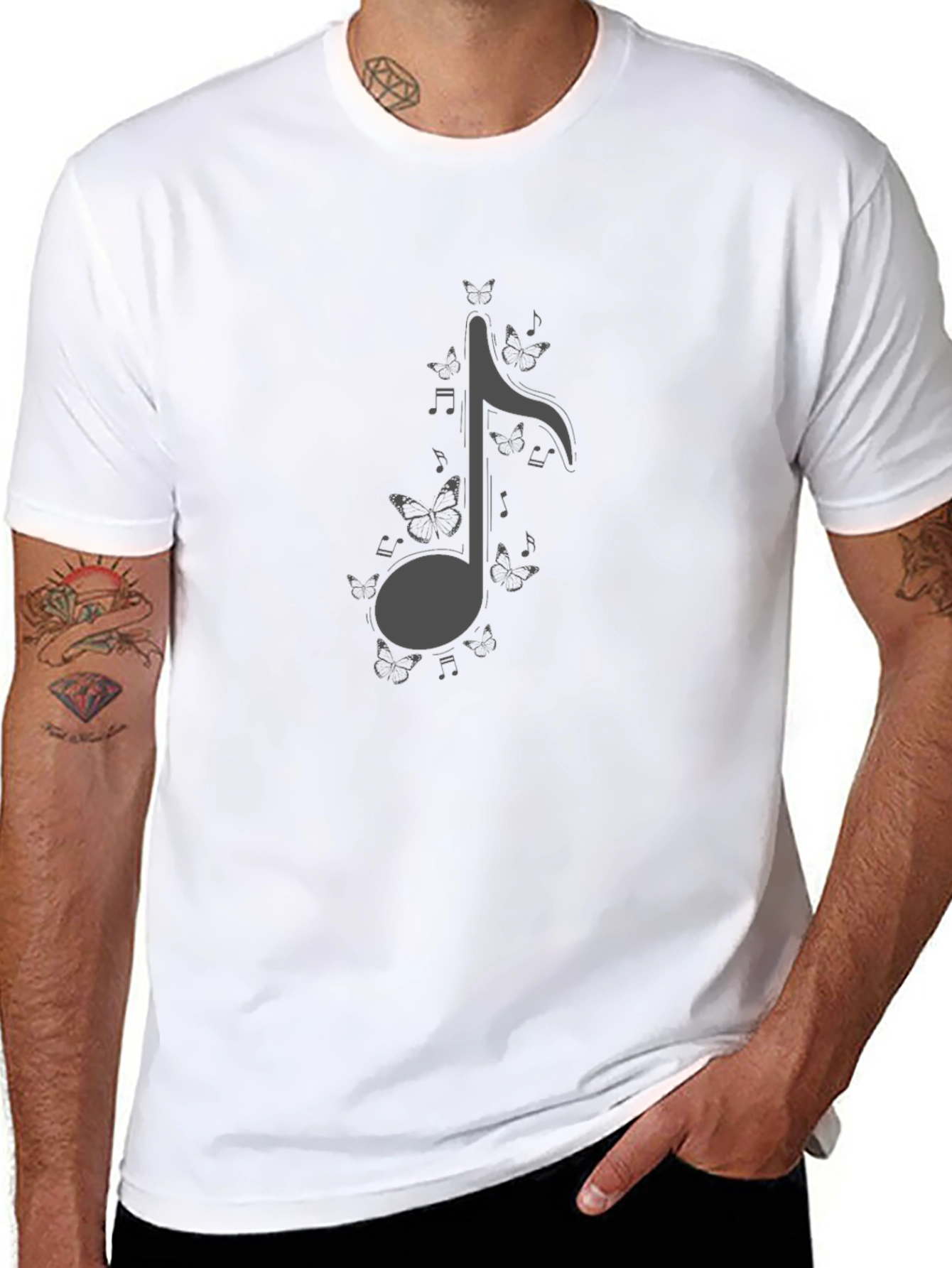 Butterfly Music Note Graphic T-Shirt