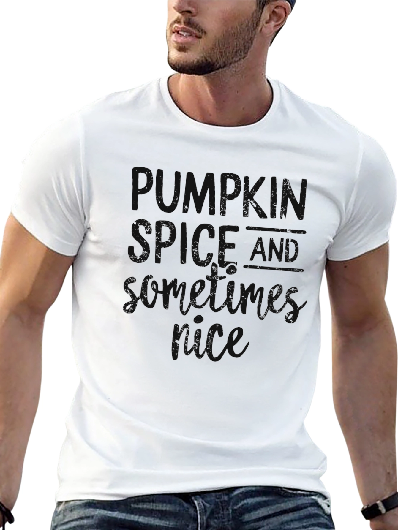Black Graphic Tee: Pumpkin Spice & Spooky Vibes