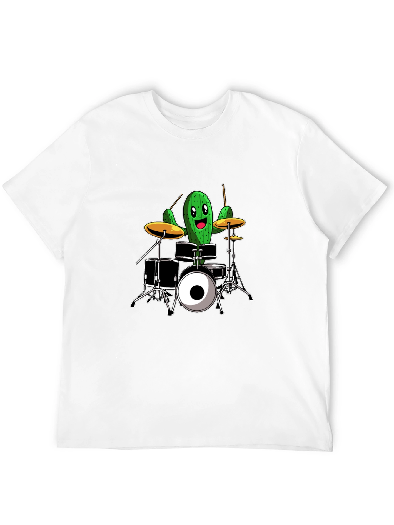 Cactus Drummer T-Shirt - Black Cotton Tee