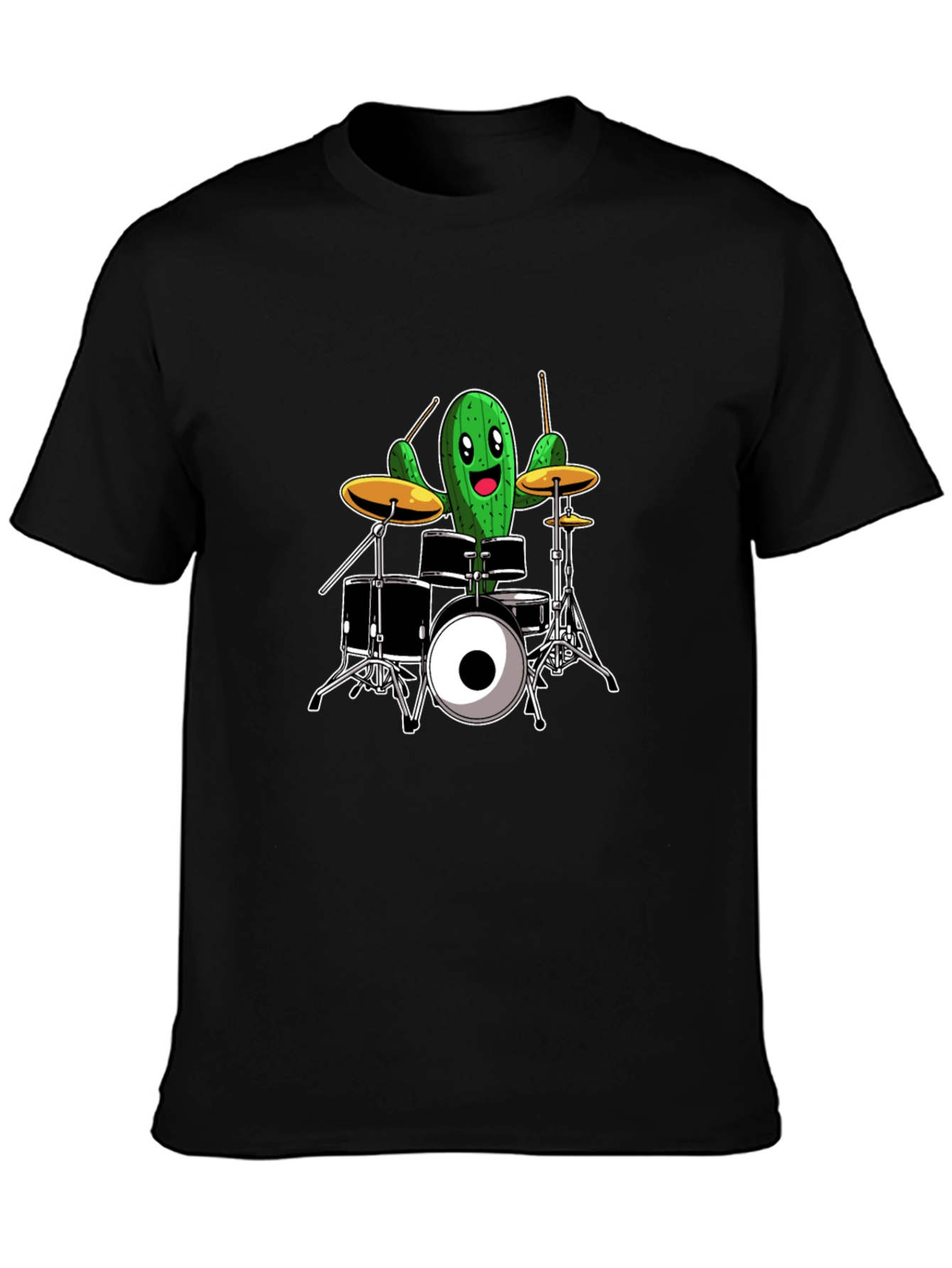 Cactus Drummer T-Shirt - Black Cotton Tee