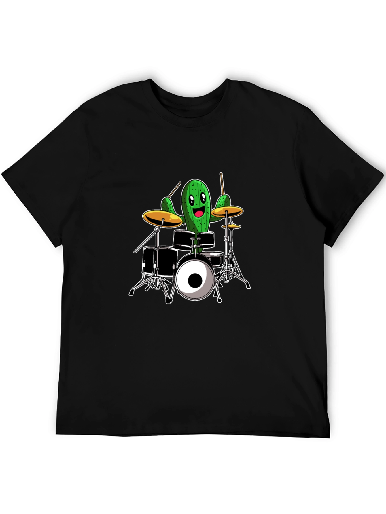 Cactus Drummer T-Shirt - Black Cotton Tee