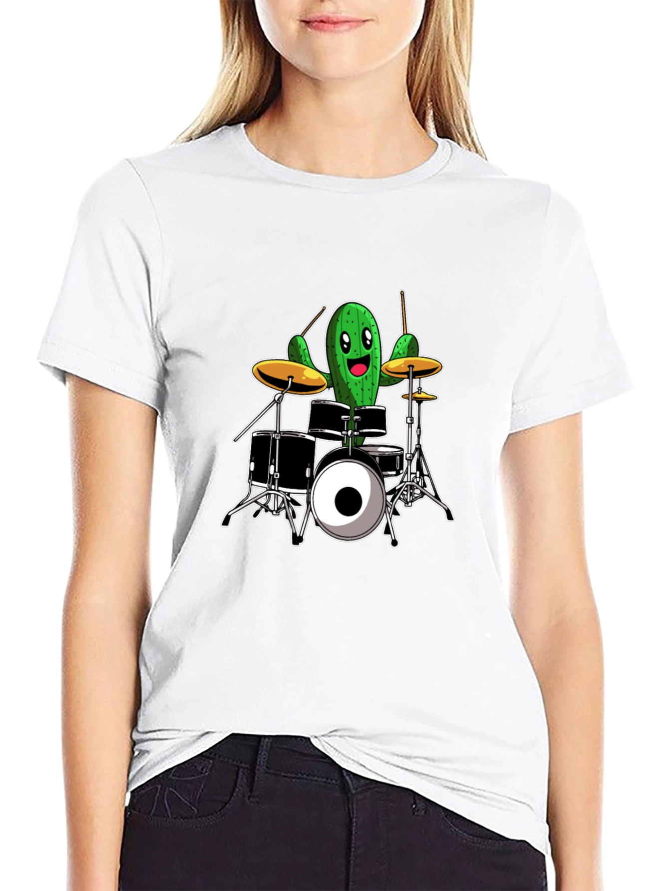Cactus Drummer T-Shirt - Black Cotton Tee