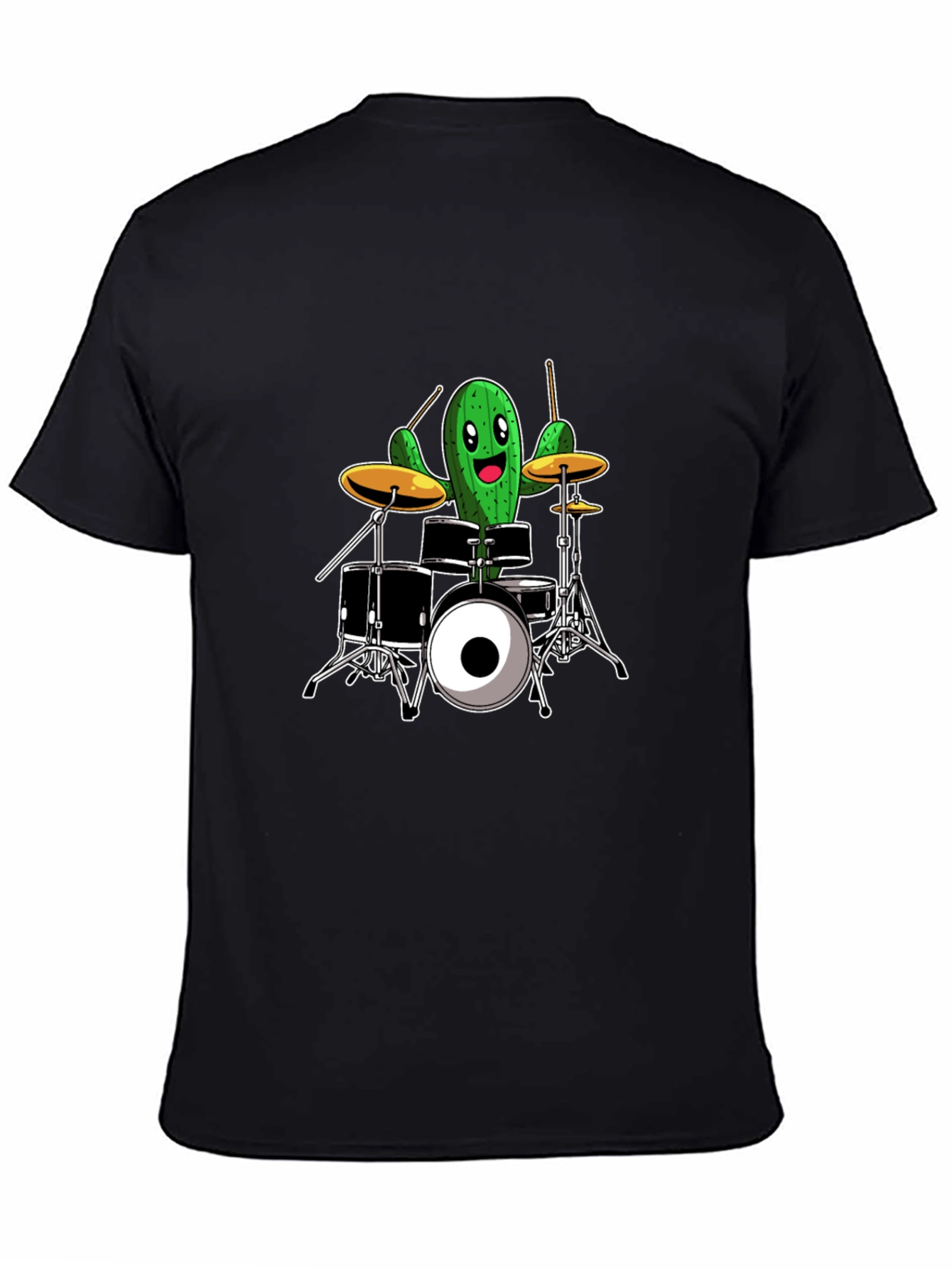 Cactus Drummer T-Shirt - Black Cotton Tee