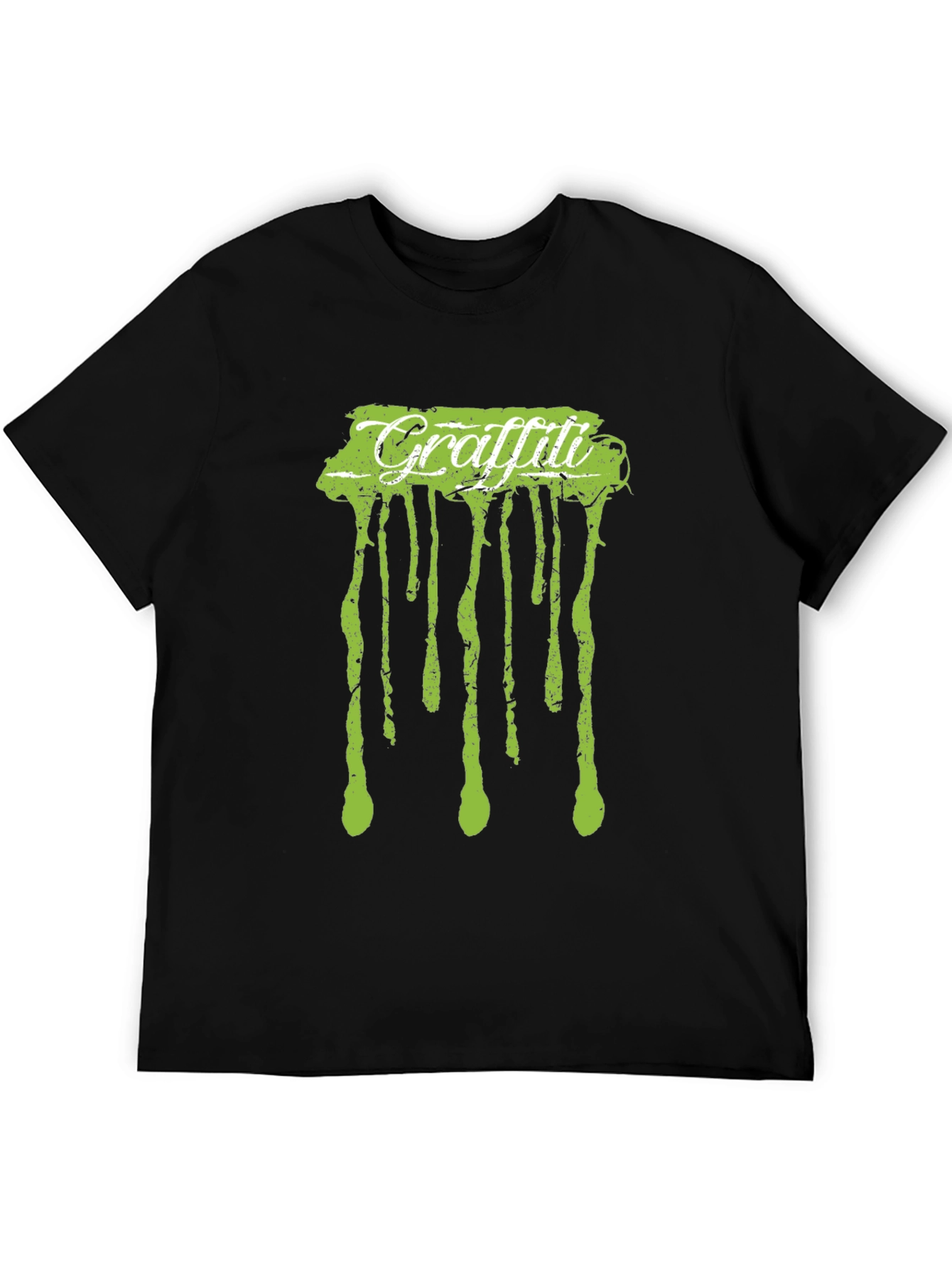 Graffiti Drip Tee - Black Cotton Crew Neck Graphic T-Shirt