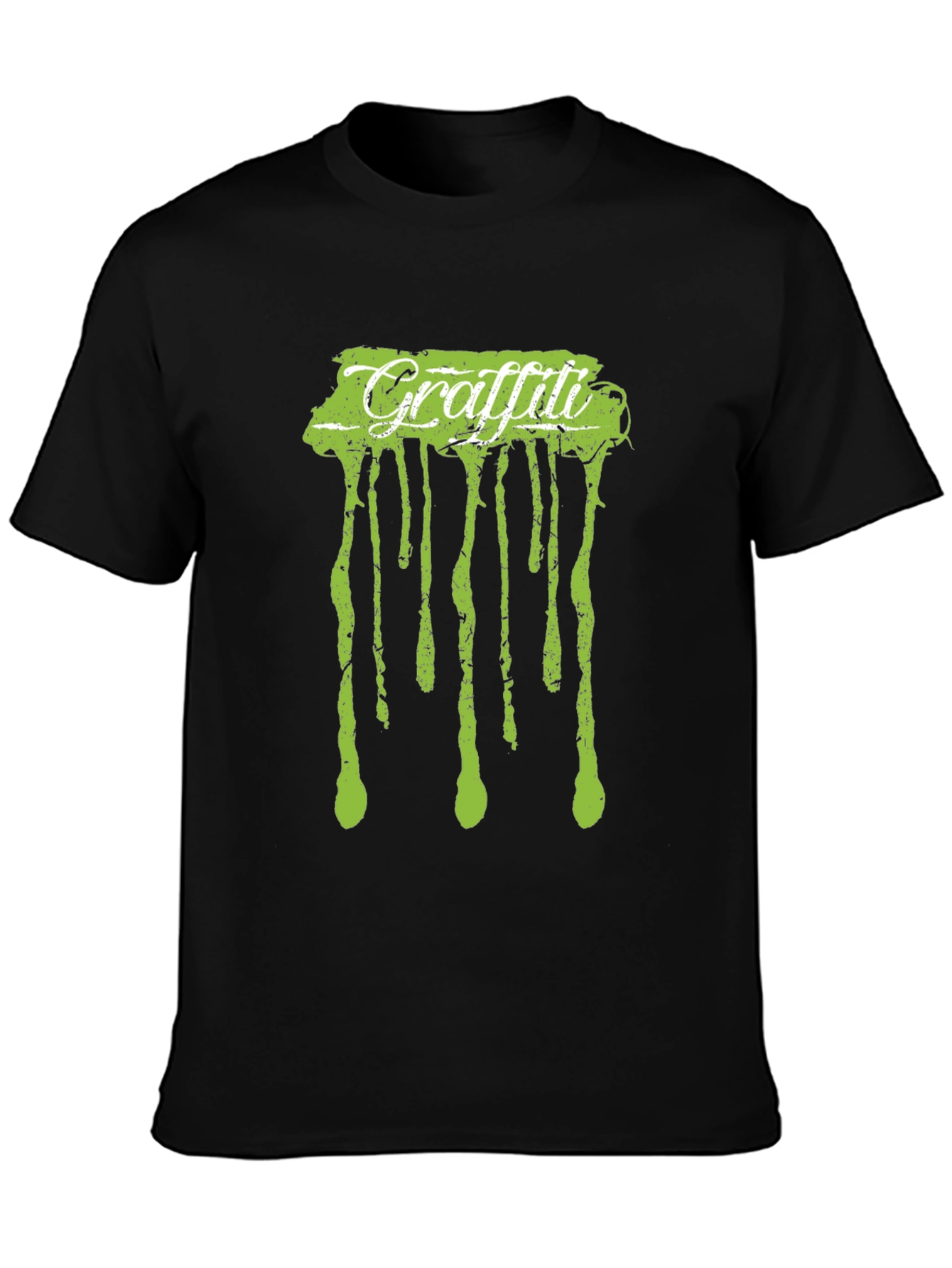 Graffiti Drip Tee - Black Cotton Crew Neck Graphic T-Shirt