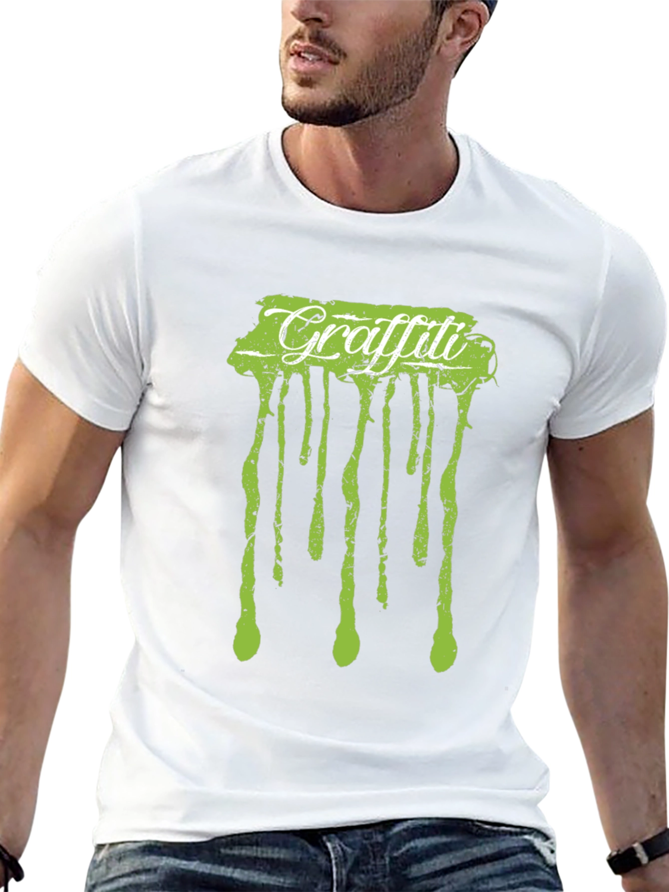 Graffiti Drip Tee - Black Cotton Crew Neck Graphic T-Shirt