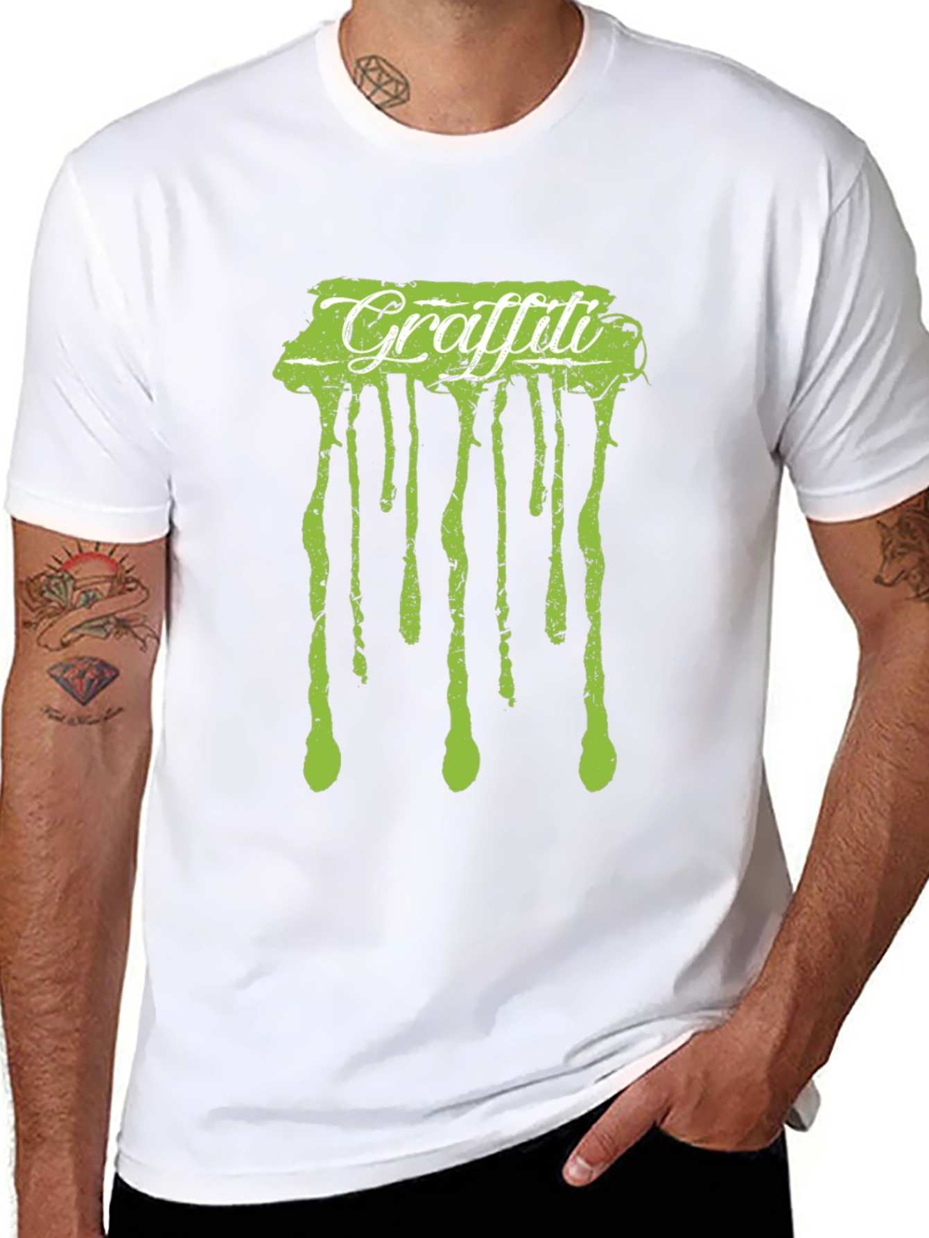 Graffiti Drip Tee - Black Cotton Crew Neck Graphic T-Shirt