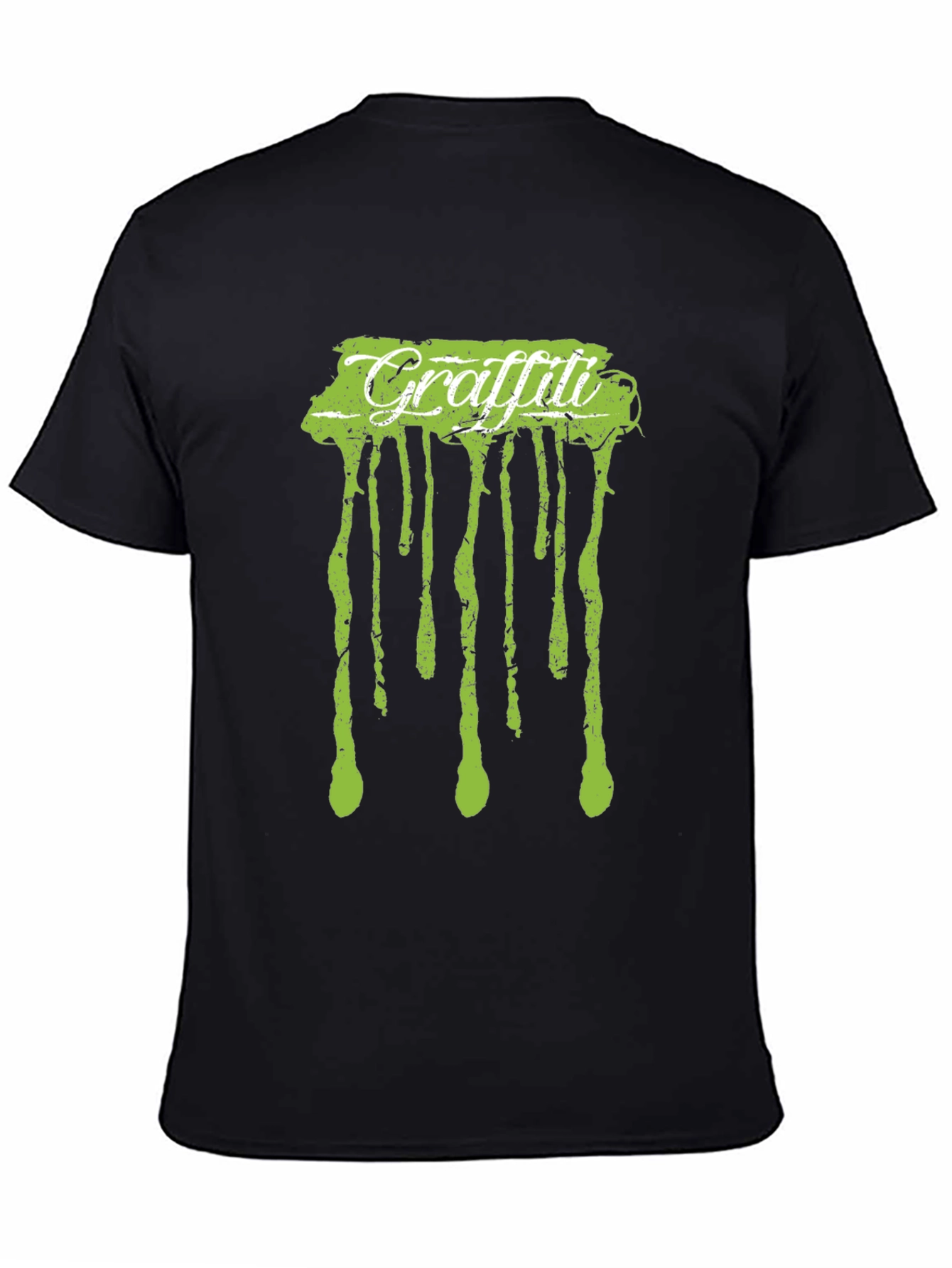 Graffiti Drip Tee - Black Cotton Crew Neck Graphic T-Shirt