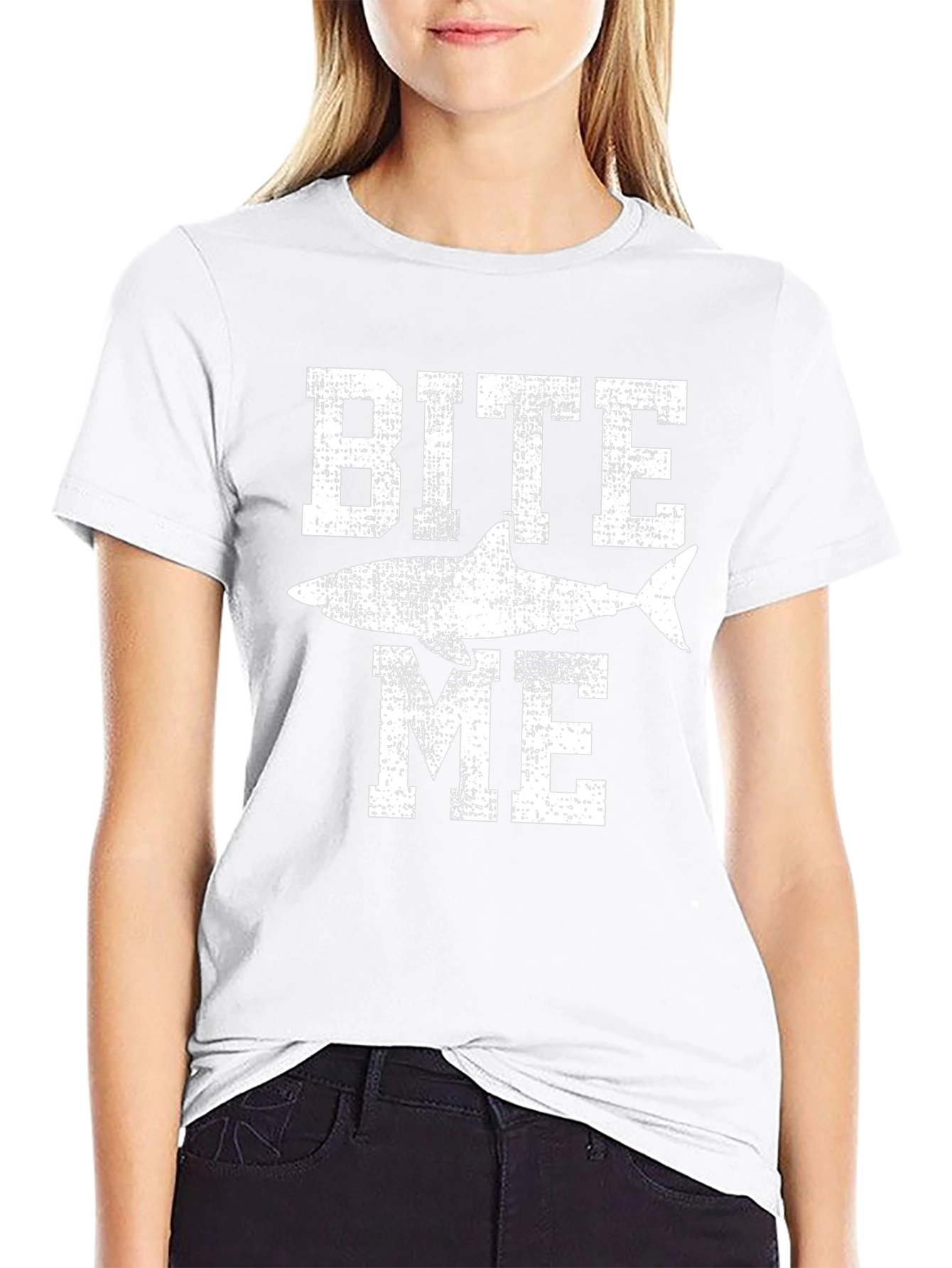 Bite Me Shark Graphic T-Shirt - Bold Black Cotton Tee