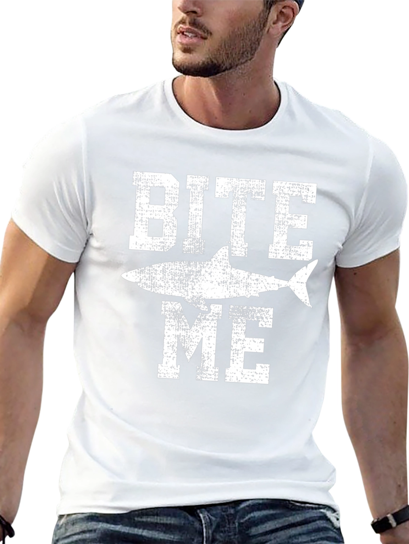 Bite Me Shark Graphic T-Shirt - Bold Black Cotton Tee