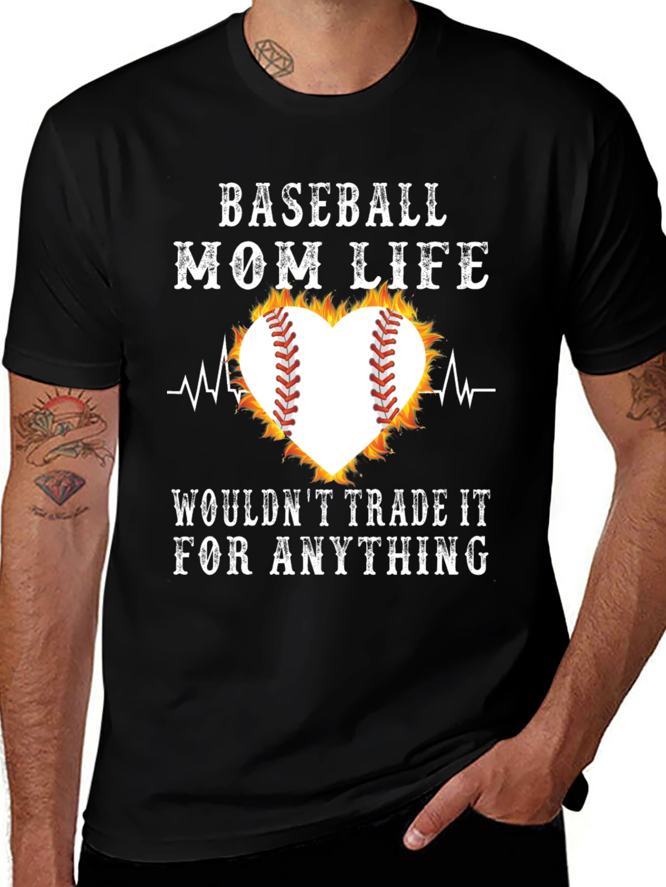 Baseball Mom Life Heart Graphic T-Shirt