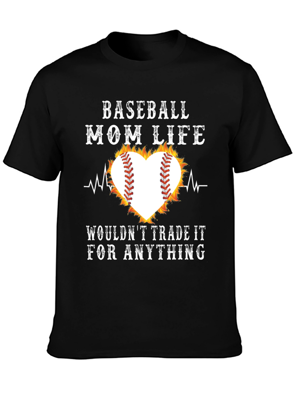 Baseball Mom Life Heart Graphic T-Shirt