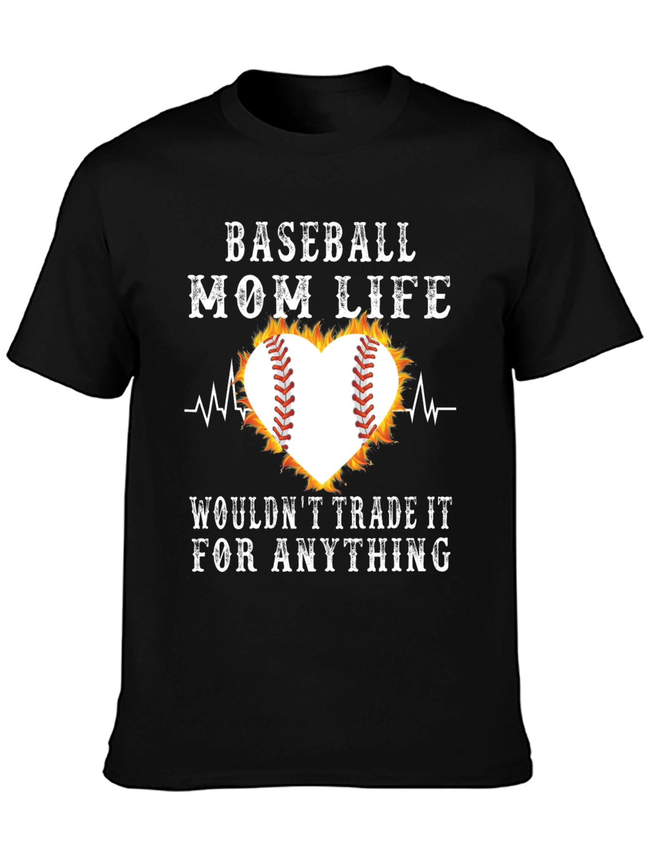 Baseball Mom Life Heart Graphic T-Shirt