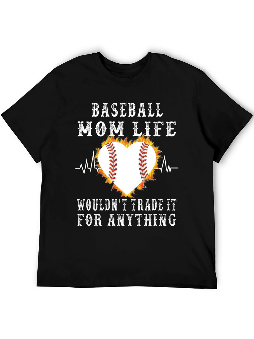 Baseball Mom Life Heart Graphic T-Shirt