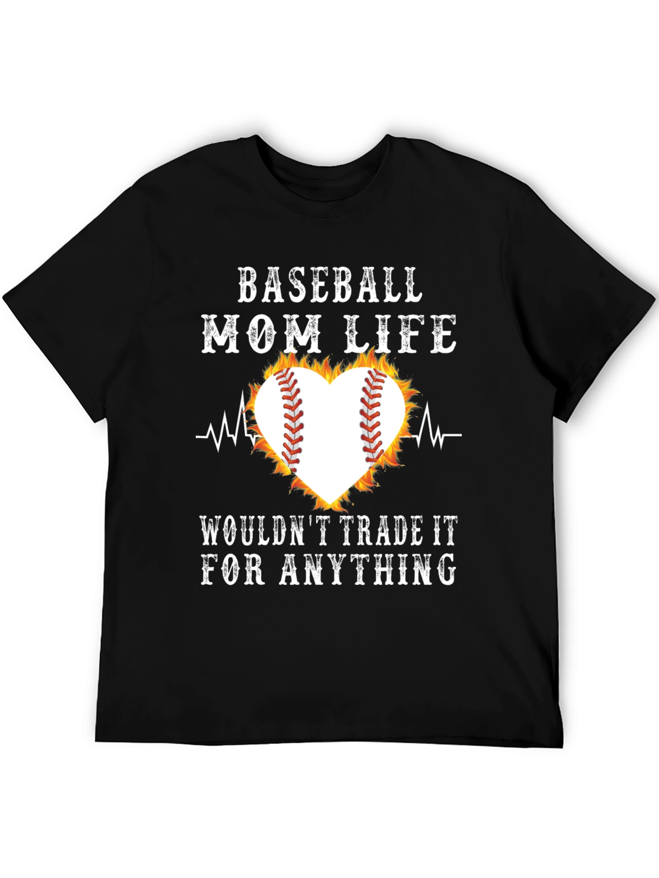 Baseball Mom Life Heart Graphic T-Shirt