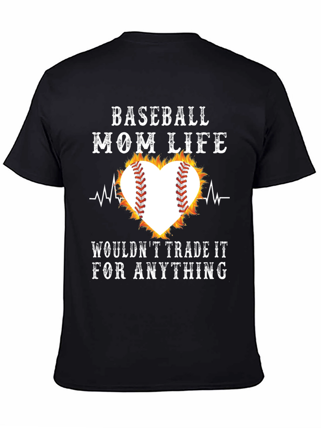 Baseball Mom Life Heart Graphic T-Shirt